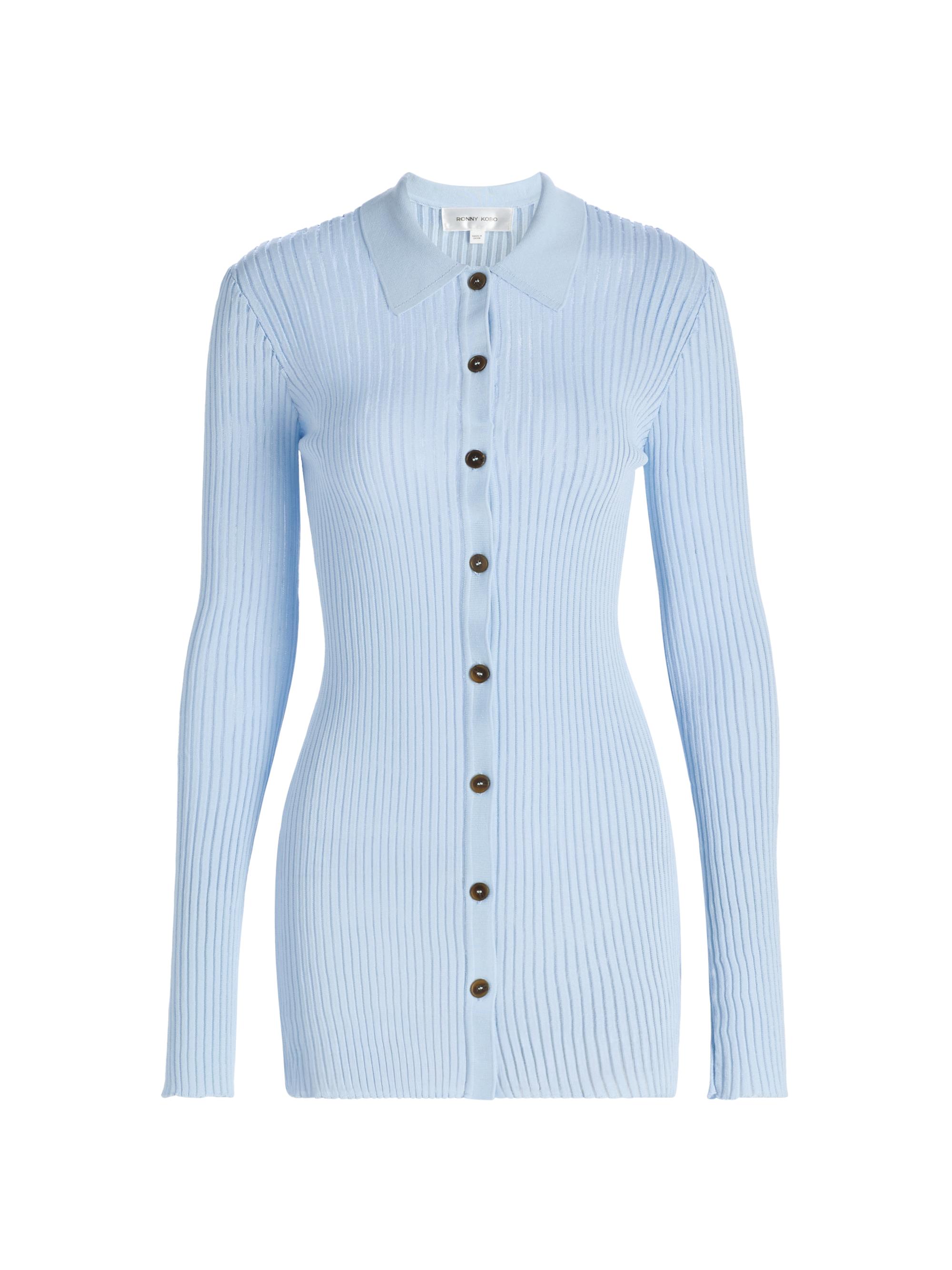 Ronny Kobo Women's Denzel Rib-Knit Cardigan - Skyway