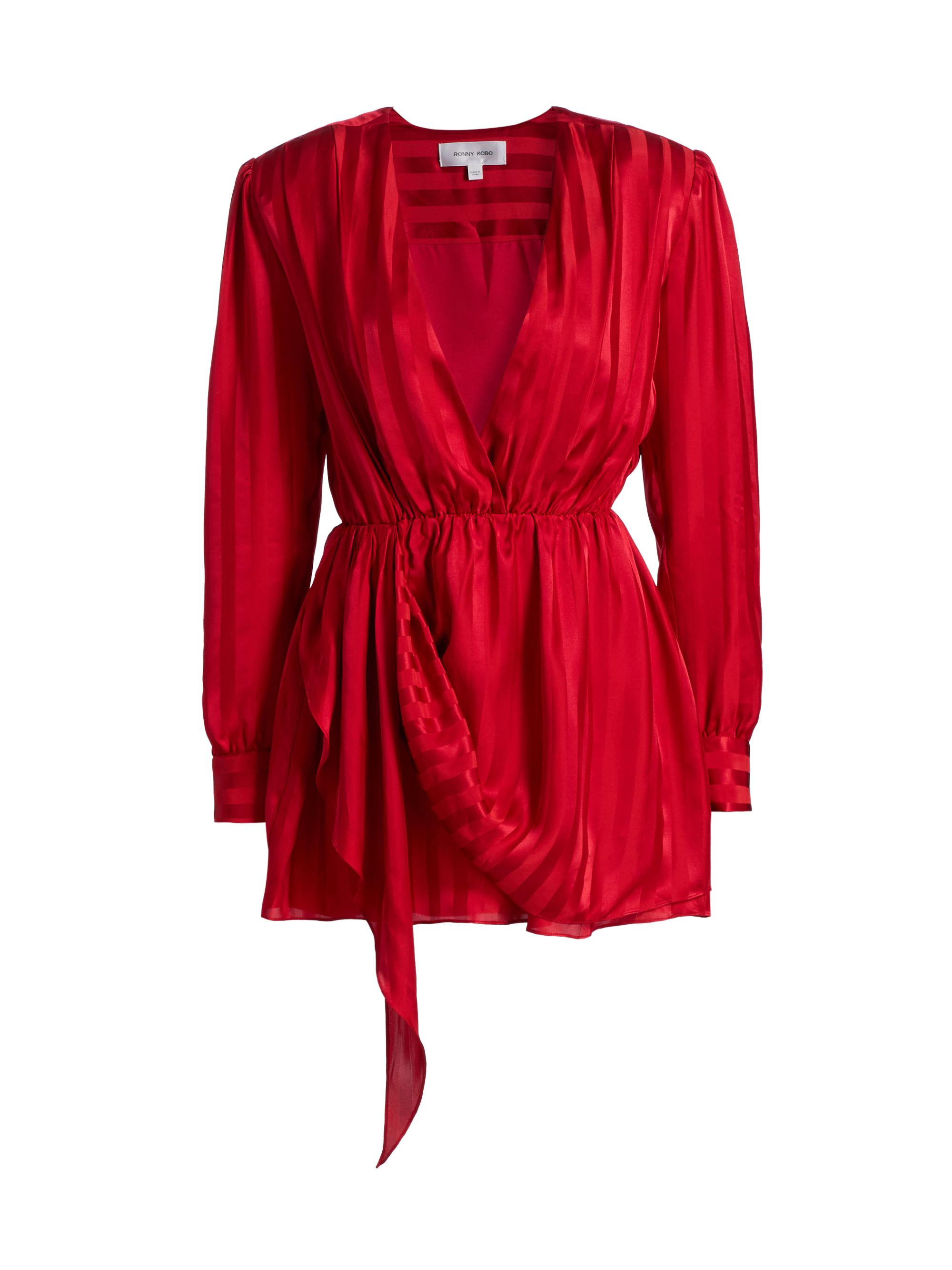 Ronny Kobo Women's Abigail Striped Drape Minidress - Goji Berry