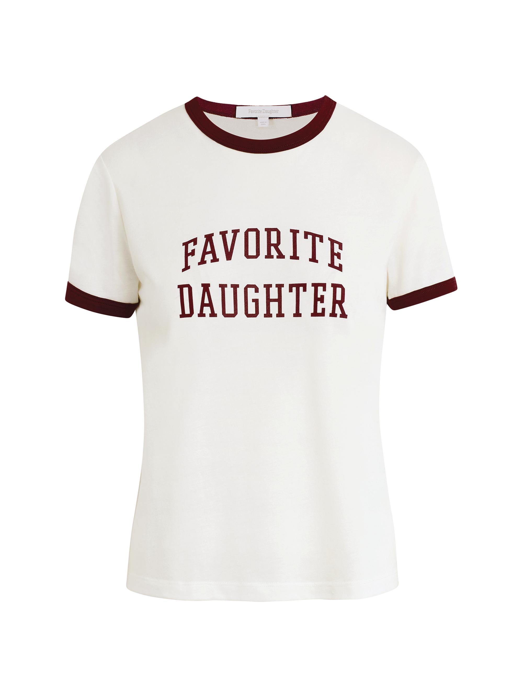 Favorite Daughter Women's The Collegiate Ringer T-Shirt - White Burgundy