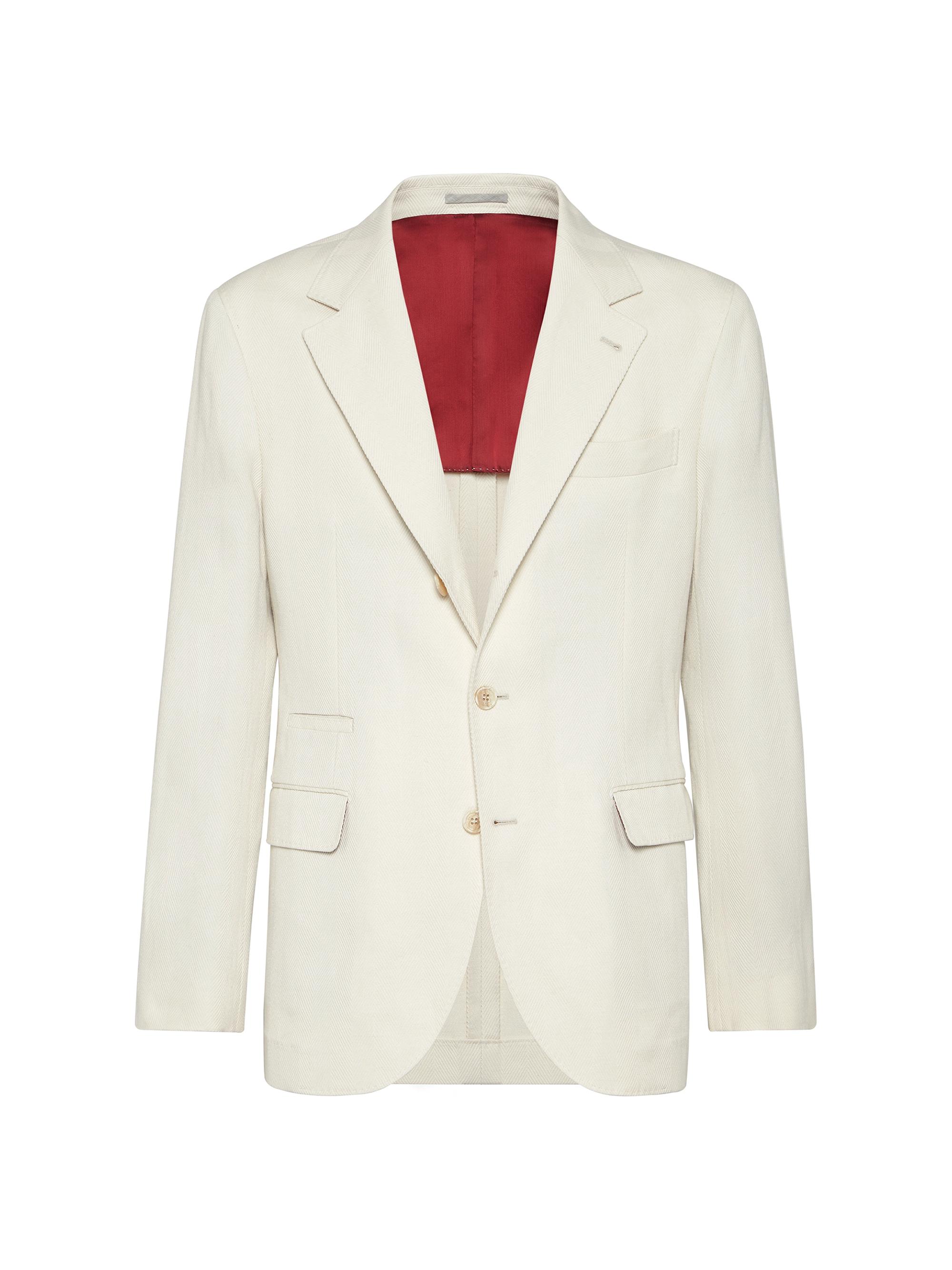 Brunello Cucinelli Men's Cotton Blend One and a Half Breasted Deconstructed Blazer - Ecru