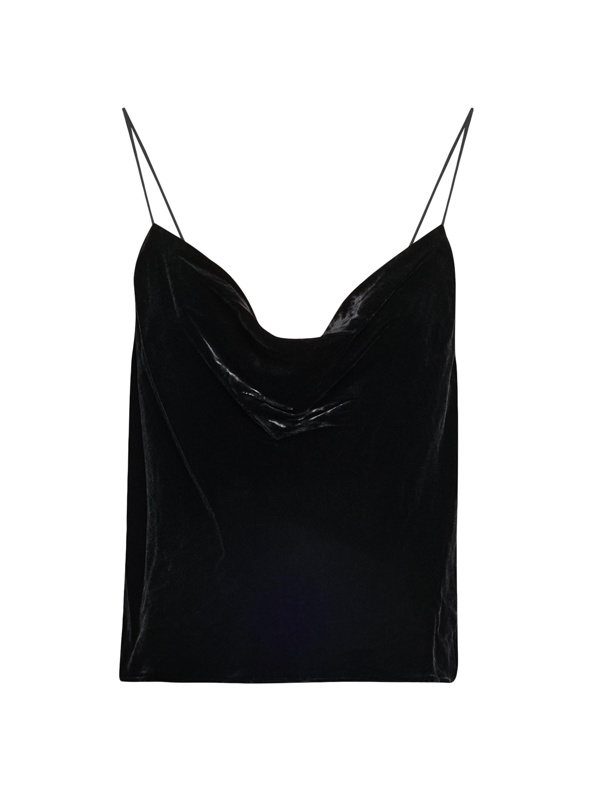 L'AGENCE Women's Calista Cowlneck Velvet Silk-Blend Camisole - Black