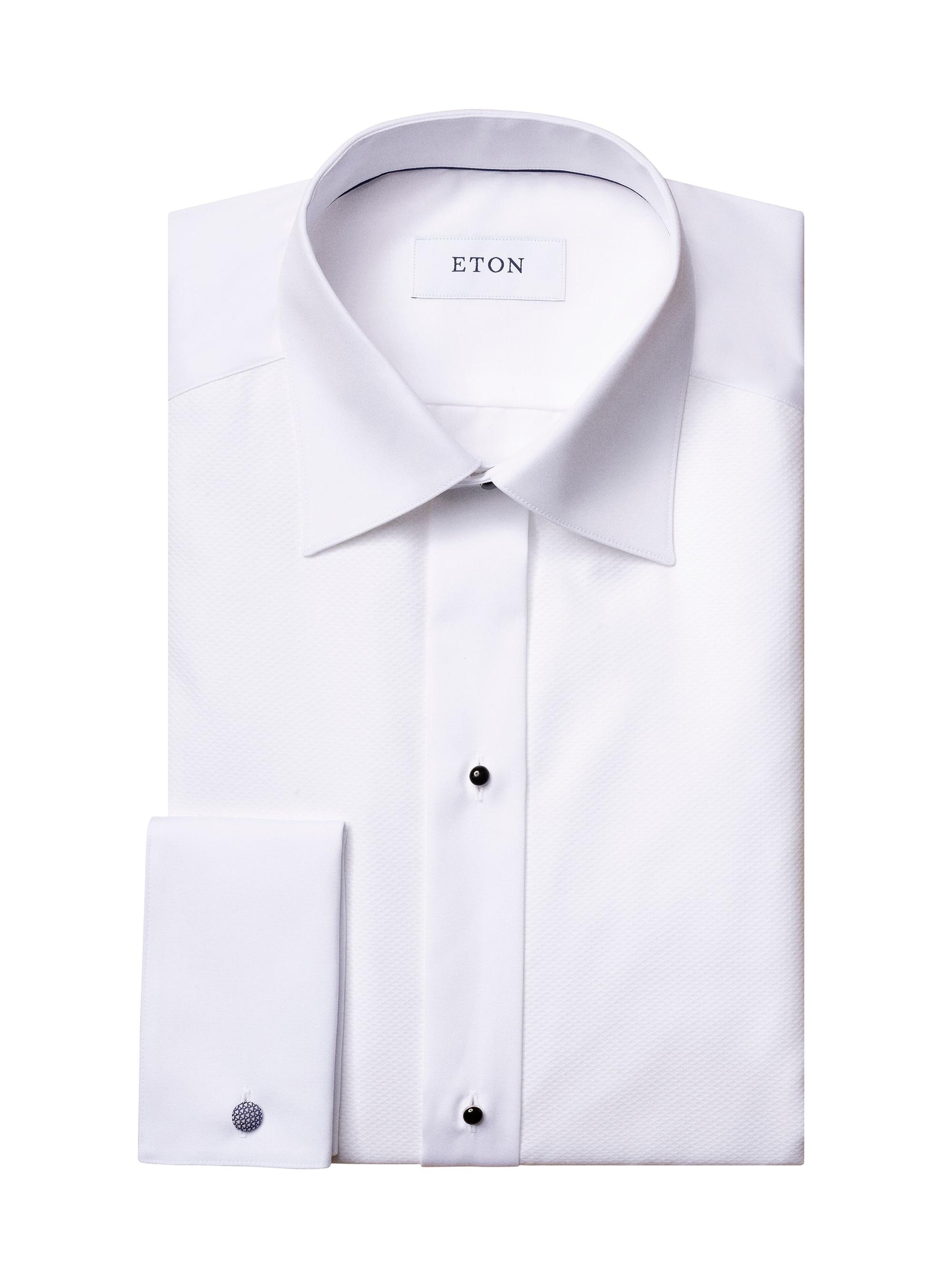 Eton Men's Classic-Fit Pique Bib-Front Formal Shirt - White