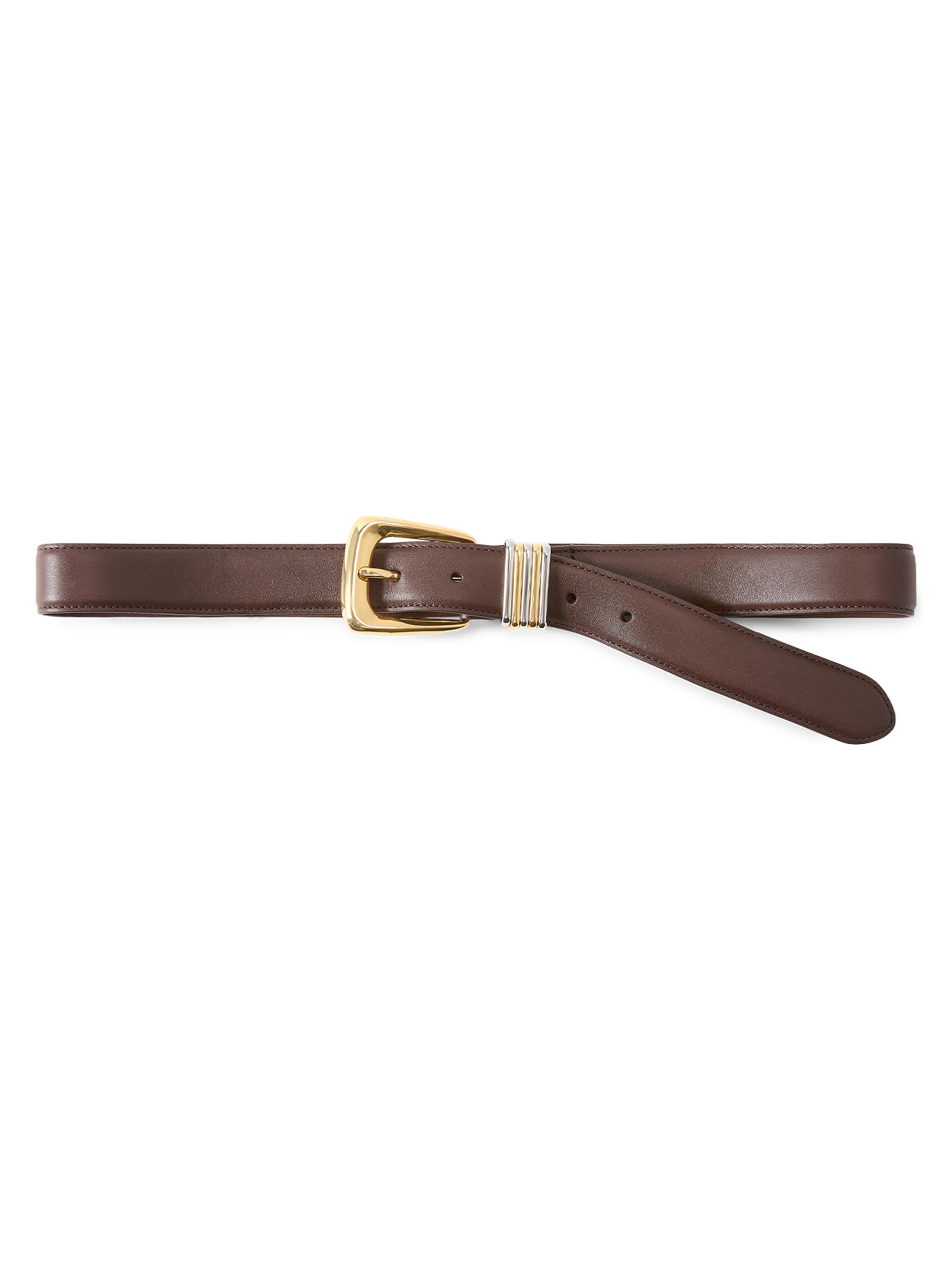 Veronica Beard Women's Arch Mixed-Metal Leather Belt - Espresso