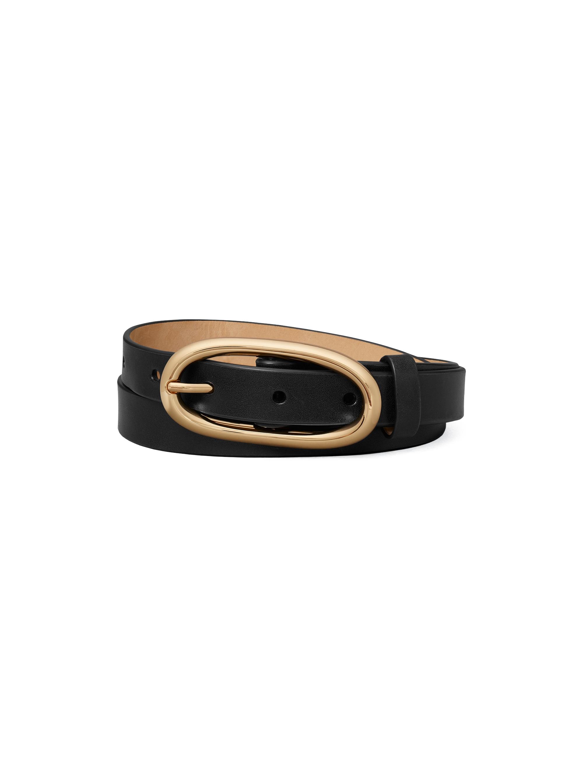 Tory Burch Women's Pierced Buckle Leather Belt - Black Gold