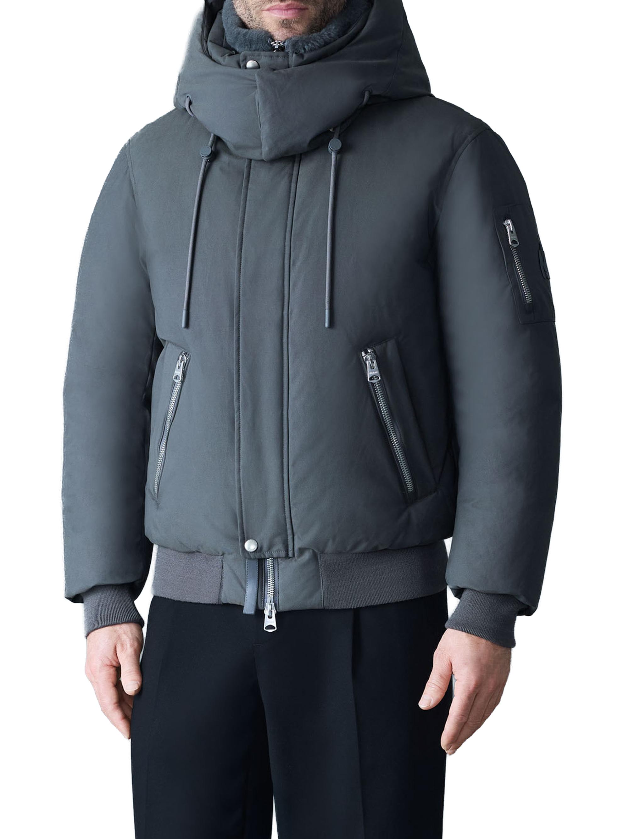 Mackage Men's Iker Mixed-Media Bomber Down Jacket - Carbon
