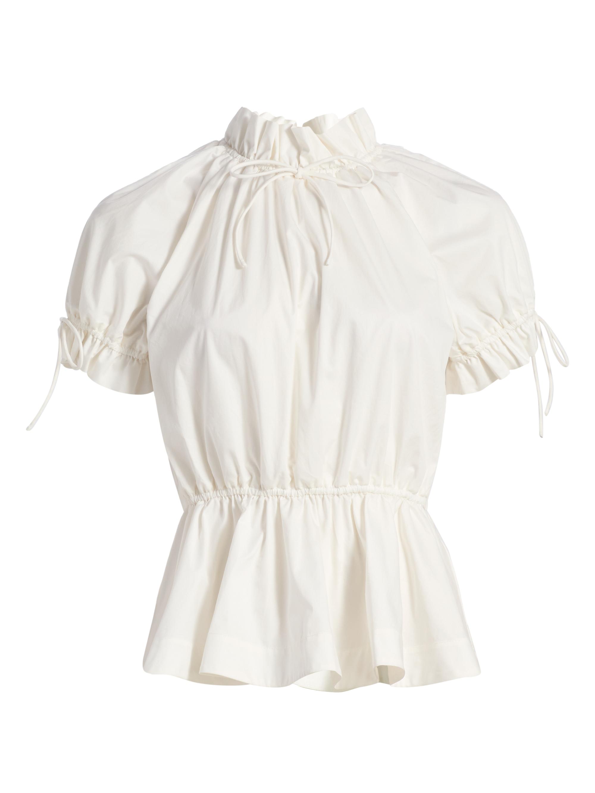 Aknvas Women's Rosalina Ruffled Cotton Poplin Blouse - White
