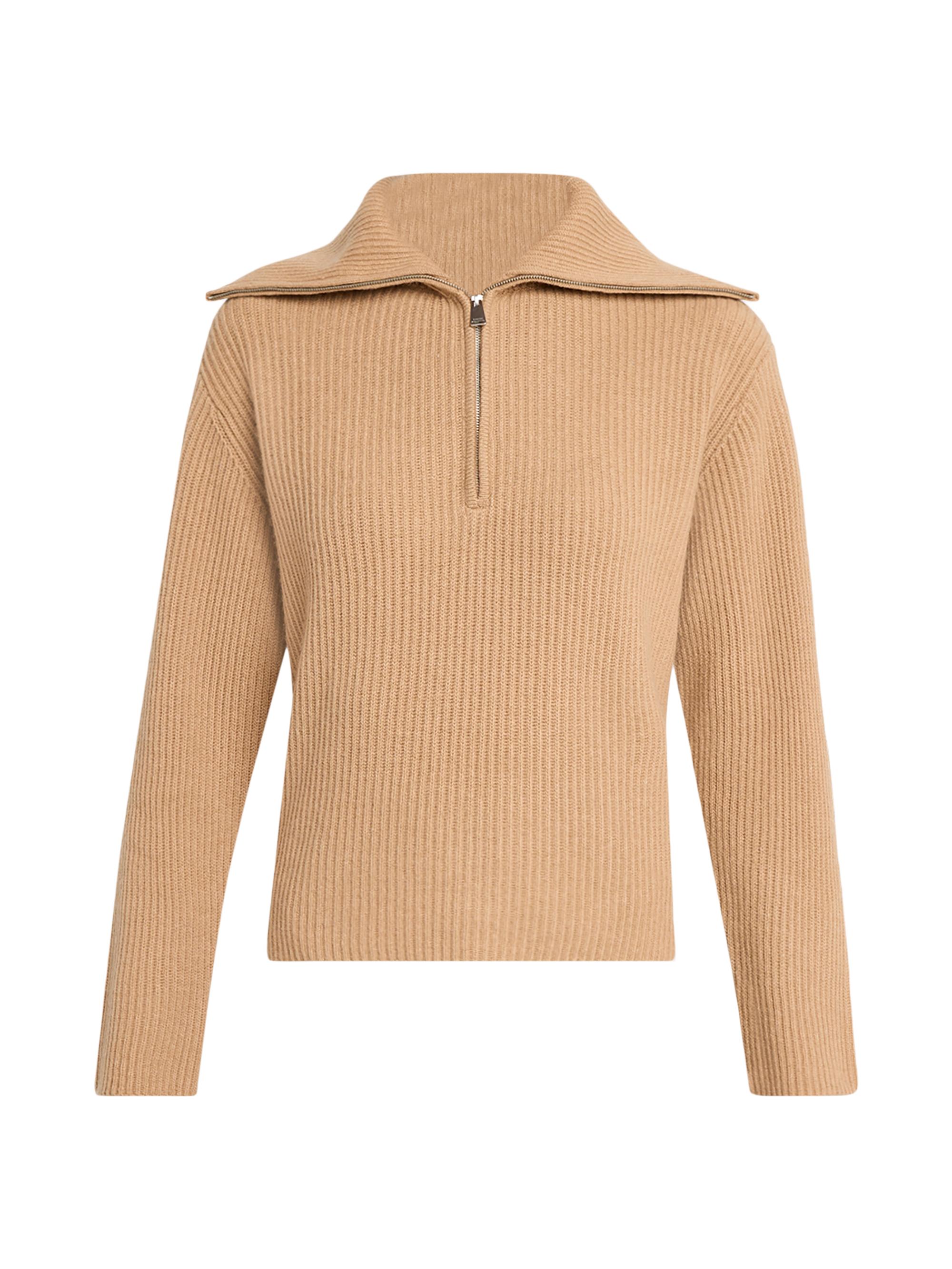 SIMKHAI Women's Landry Cashmere Zip-Front Sweater - Camel