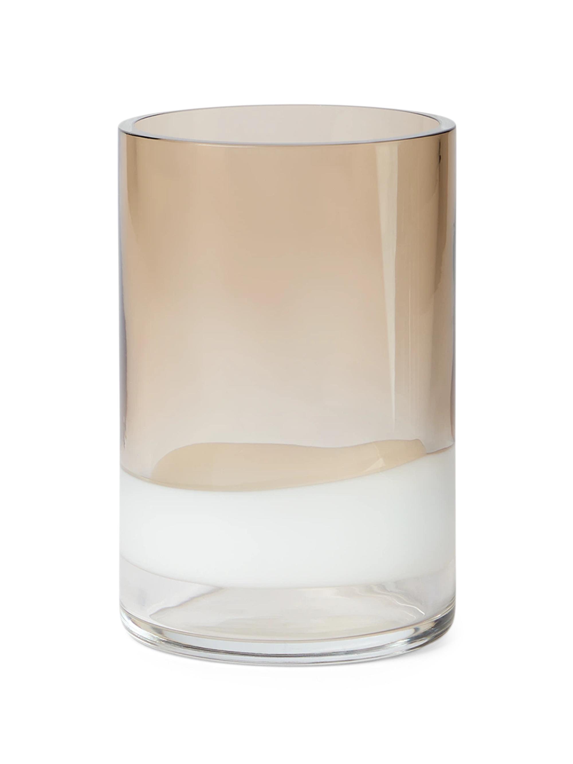 Brunello Cucinelli Murano Glass Small Striped Cylinder Vase - Natural