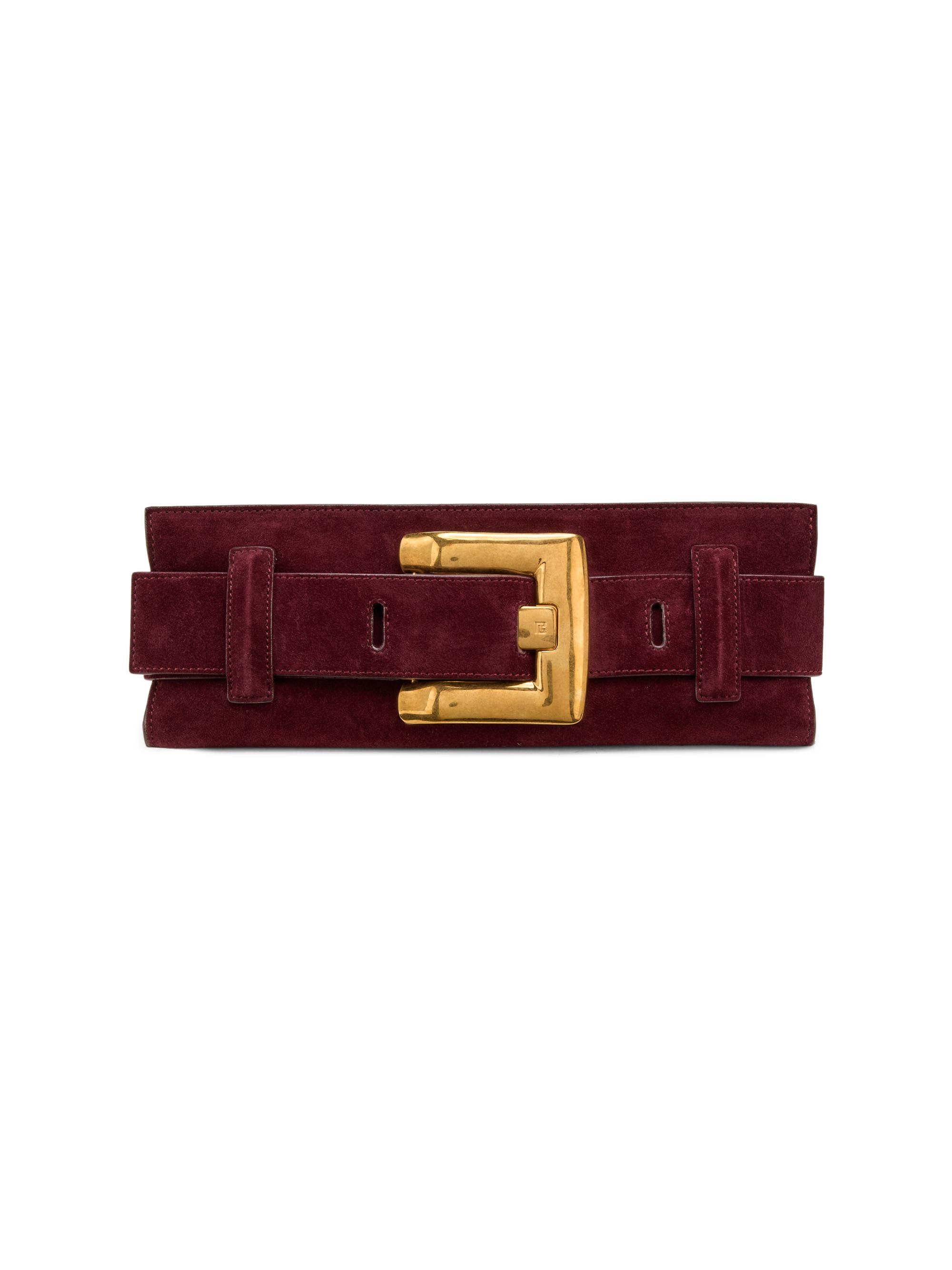 Balmain Women's Mini Anthem Suede Clutch Bag - Bordeaux