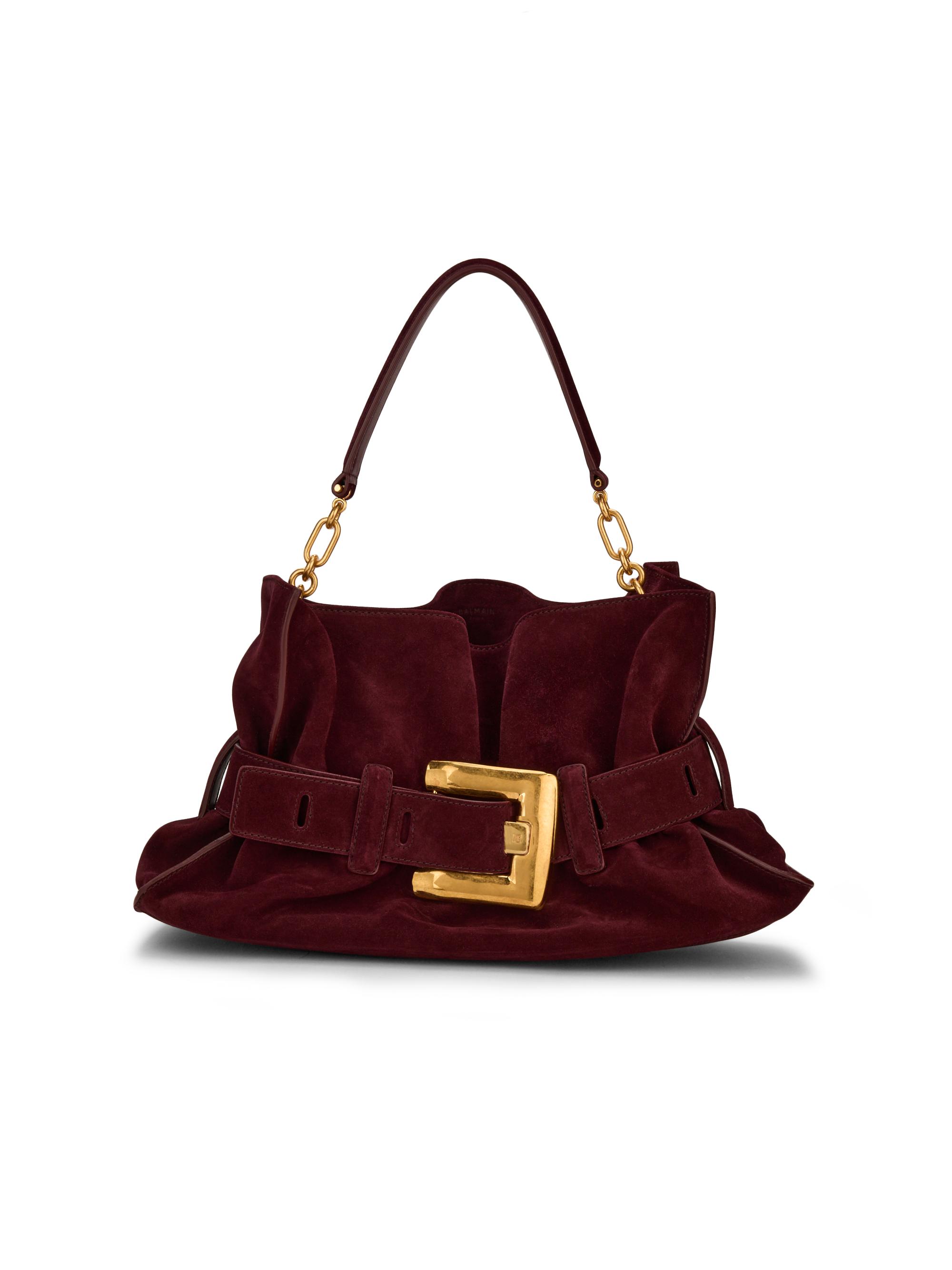 Balmain Women's  Anthem Suede Shoulder Bag - Bordeaux