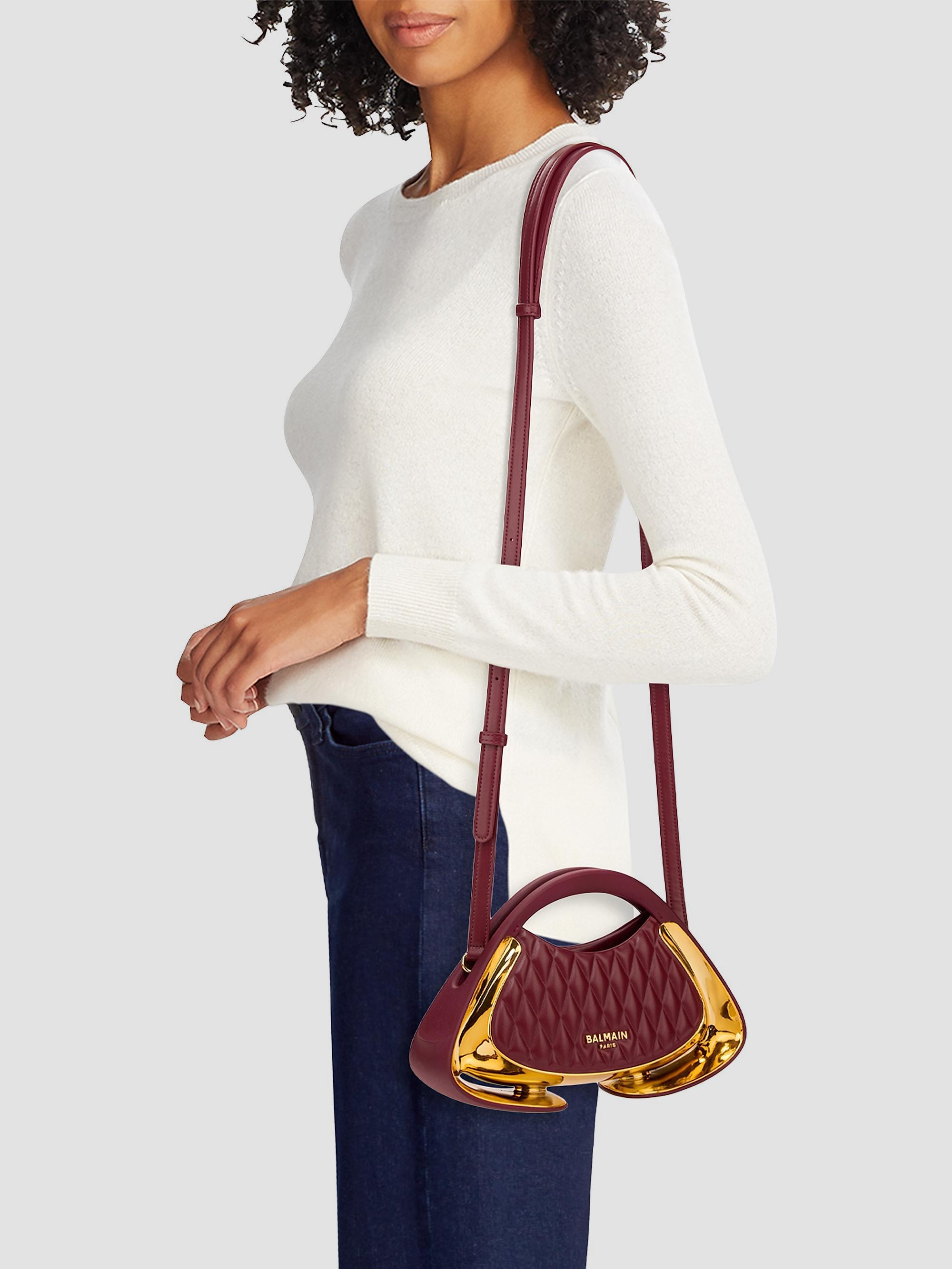 Balmain Small Jolie Madame Quilted Faux-Leather Top Handle Bag