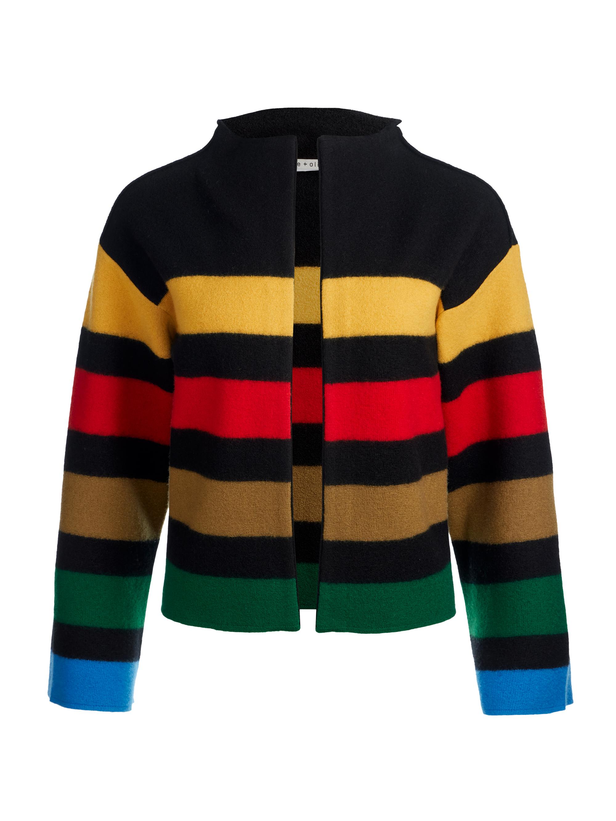 Alice + Olivia Women's Pearson Striped Sweater Jacket - Black Multi