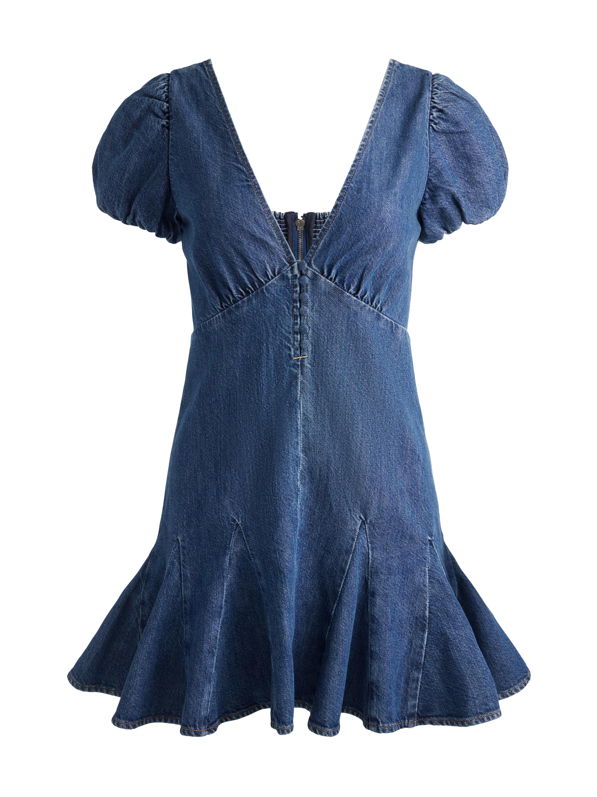 Alice + Olivia Women's Fara Puff-Sleeve Denim Minidress - Cambria Vintage