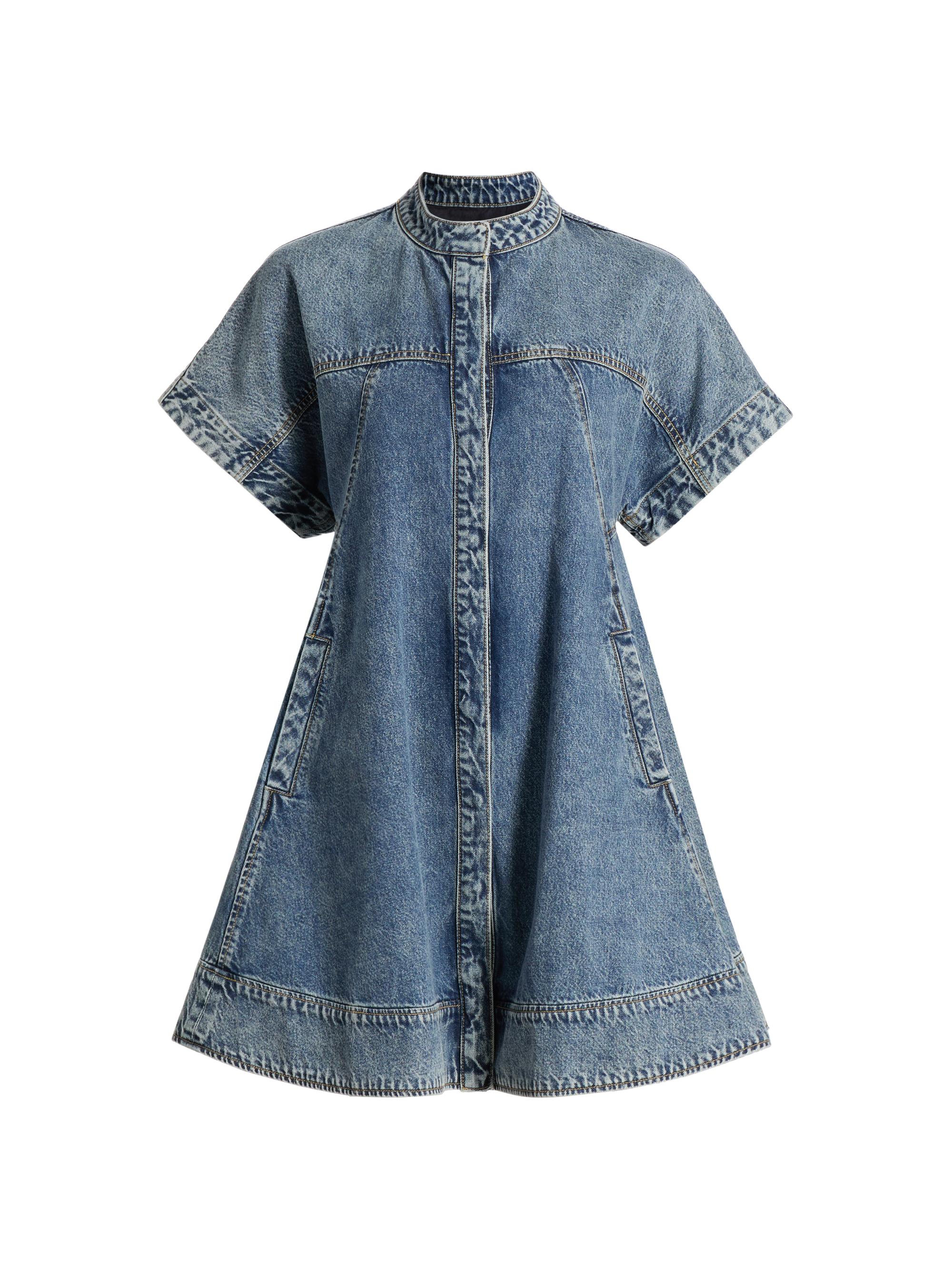 3.1 Phillip Lim Women's Lightweight Cotton Denim Trapeze Minidress - Washed Medium Blue