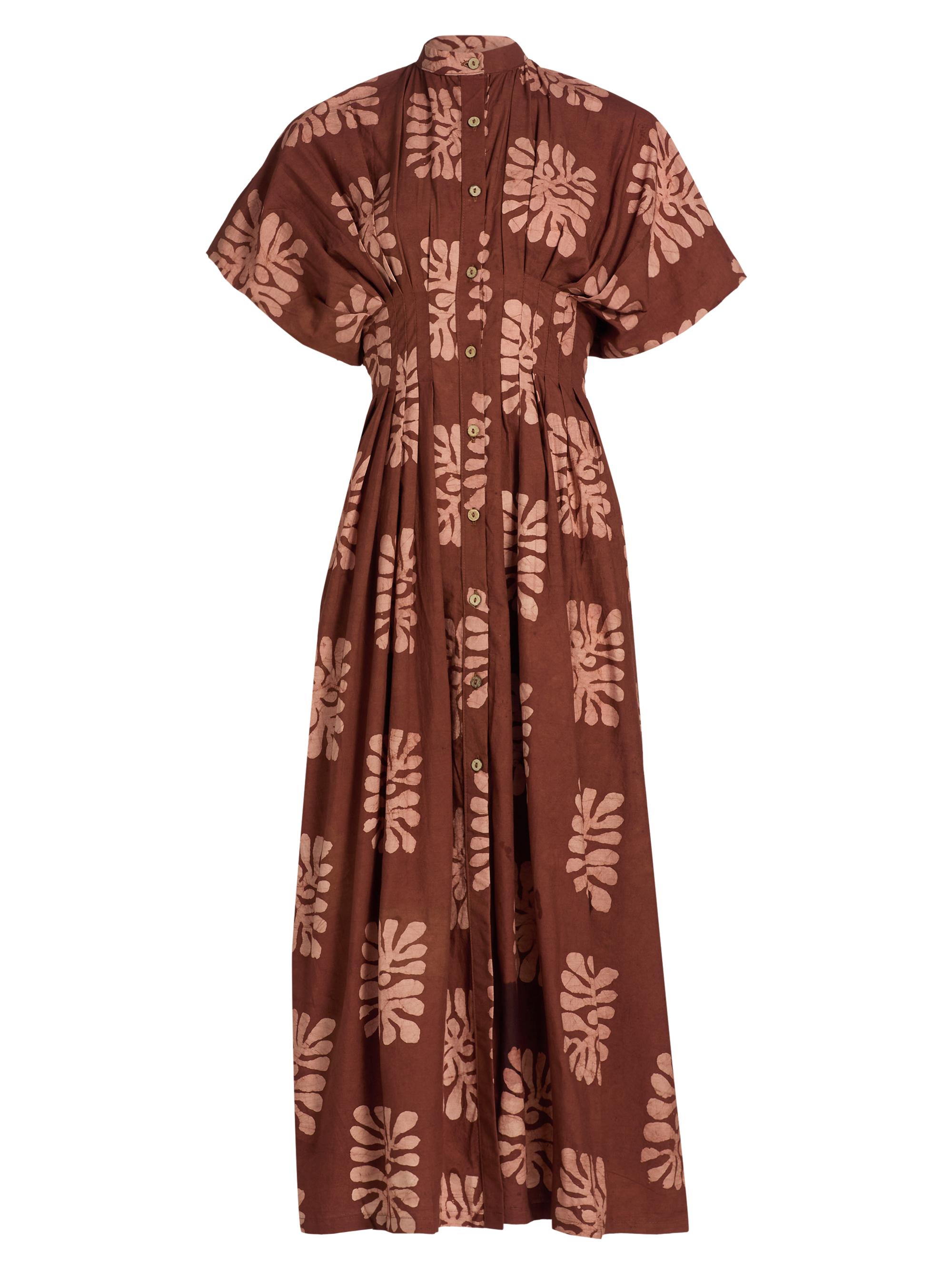 Elisamama Women's Buga Printed Cotton Maxi Shirtdress - Orange