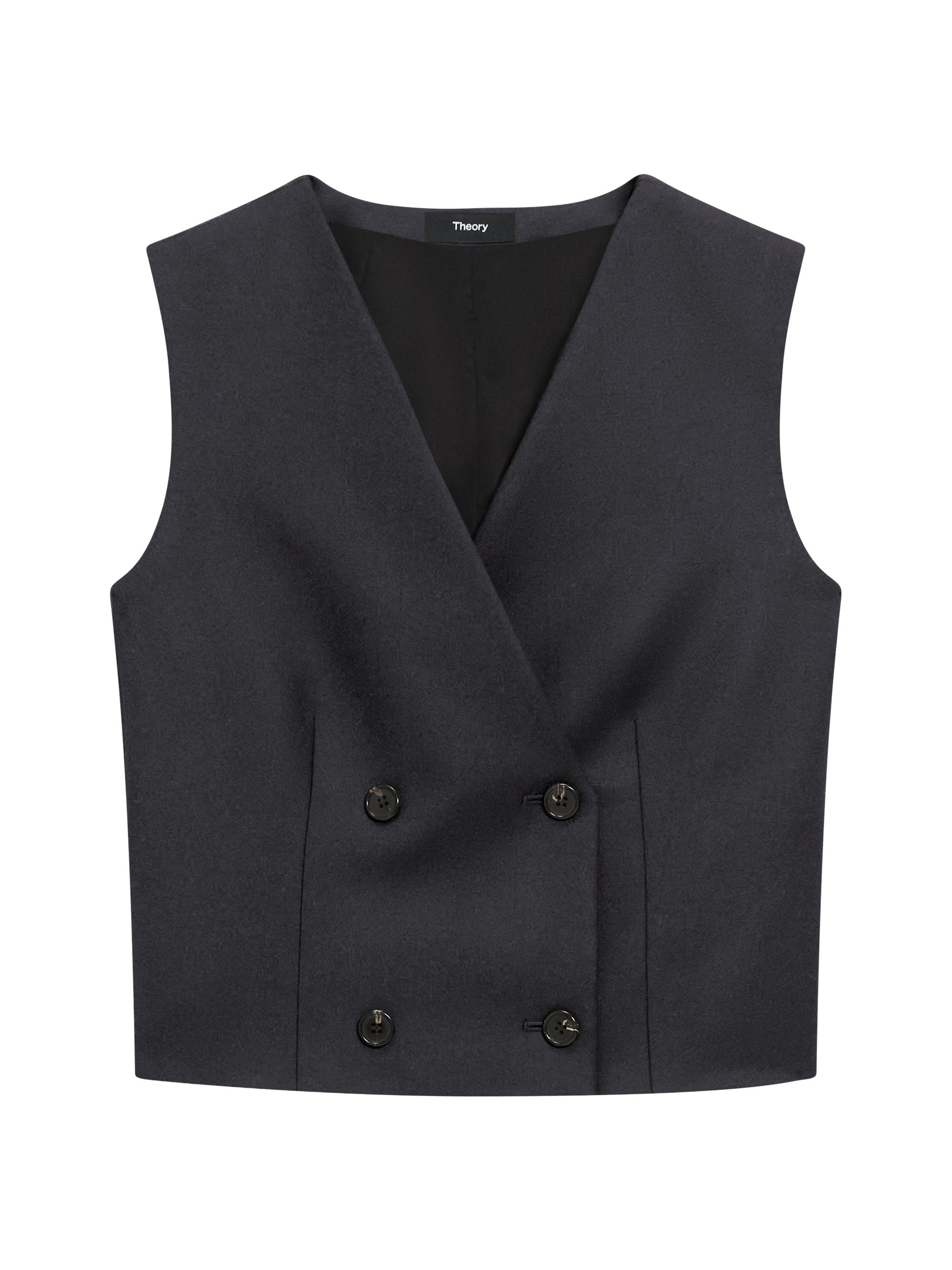Theory Women's Shrunken Virgin Wool Double-Breasted Vest - Black