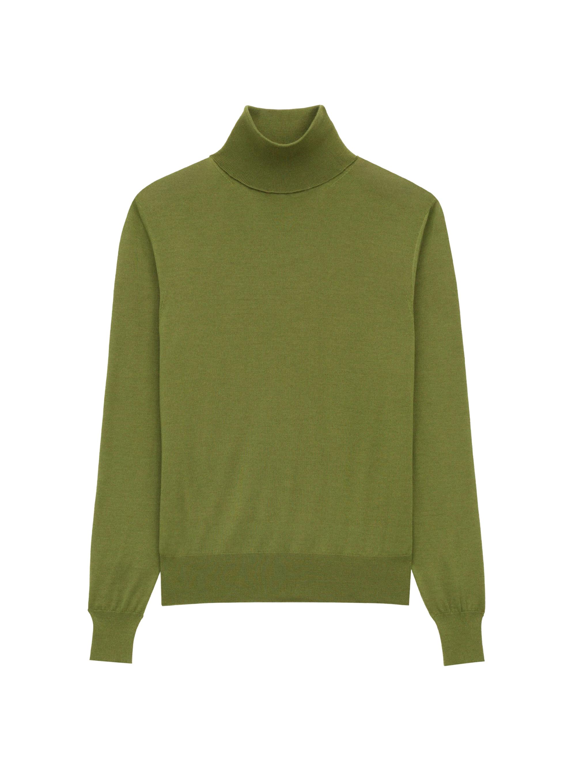 Saint Laurent Men's Turtleneck Sweater in Cashmere, Wool, and Silk - Vert Olive