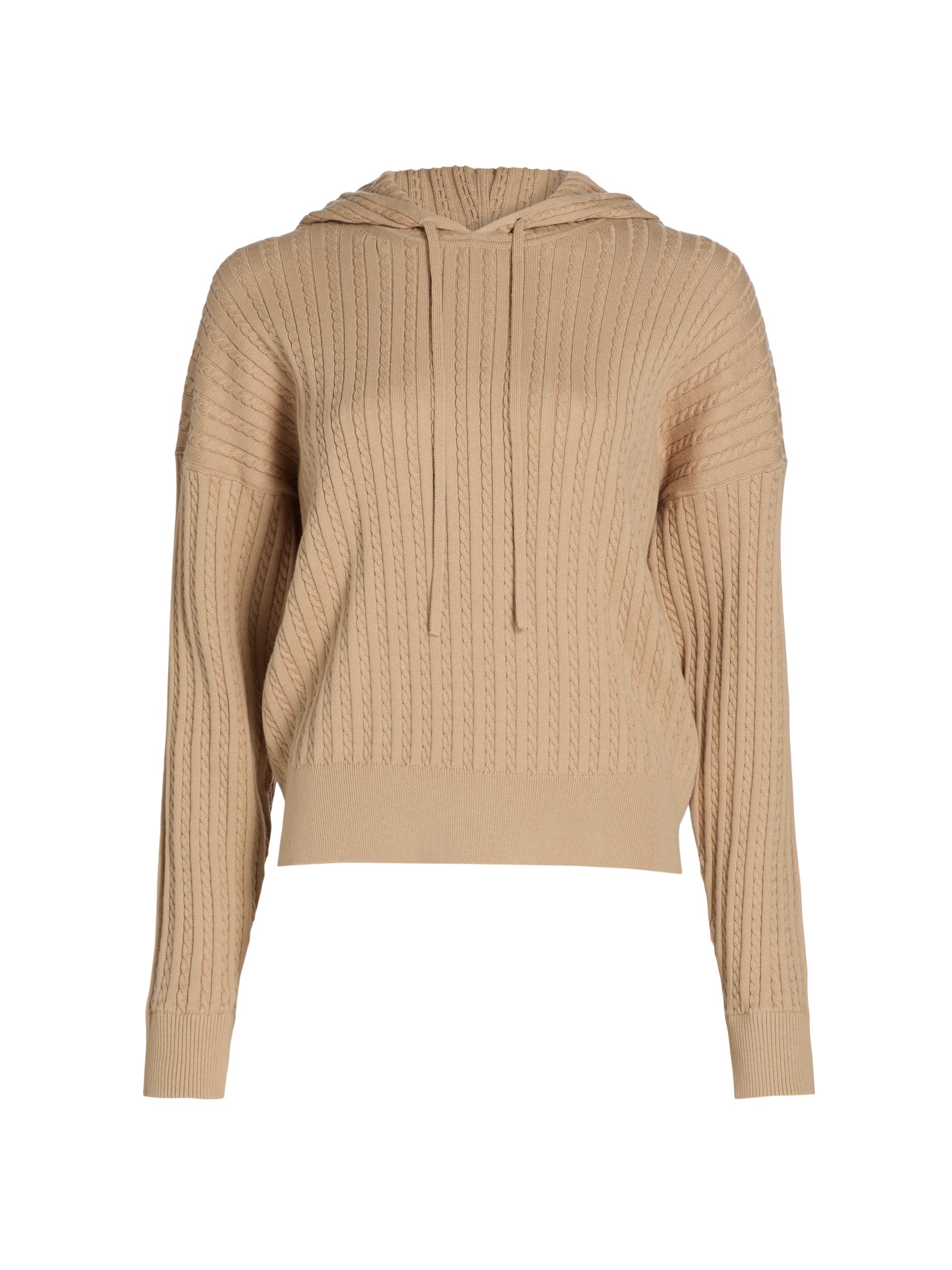 SIMKHAI Women's Cable-Knit Cotton-Cashmere Hoodie - Light Camel
