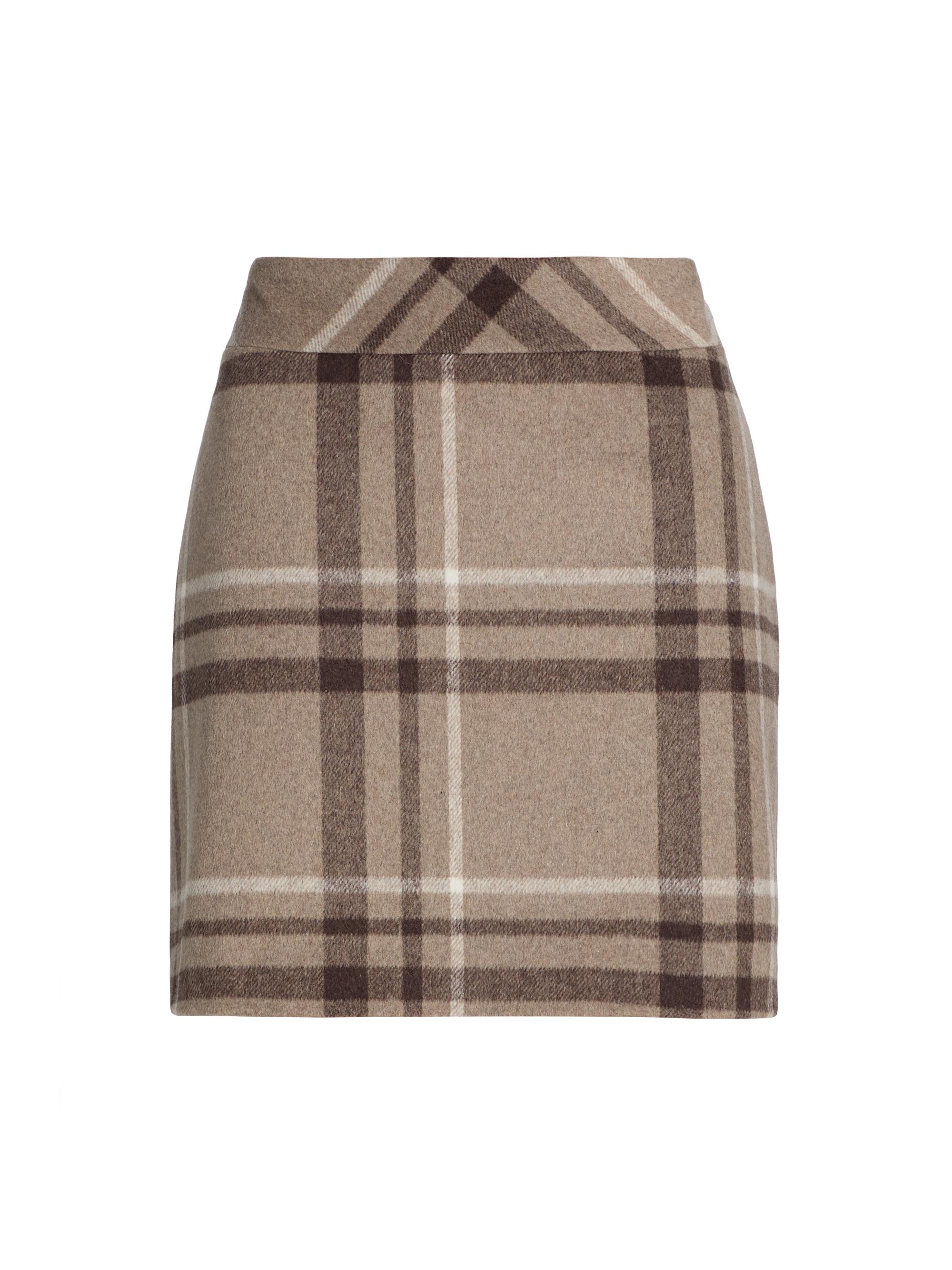 If Only Studio Women's Windowpane Plaid Wool-Blend Miniskirt - Taupe Plaid