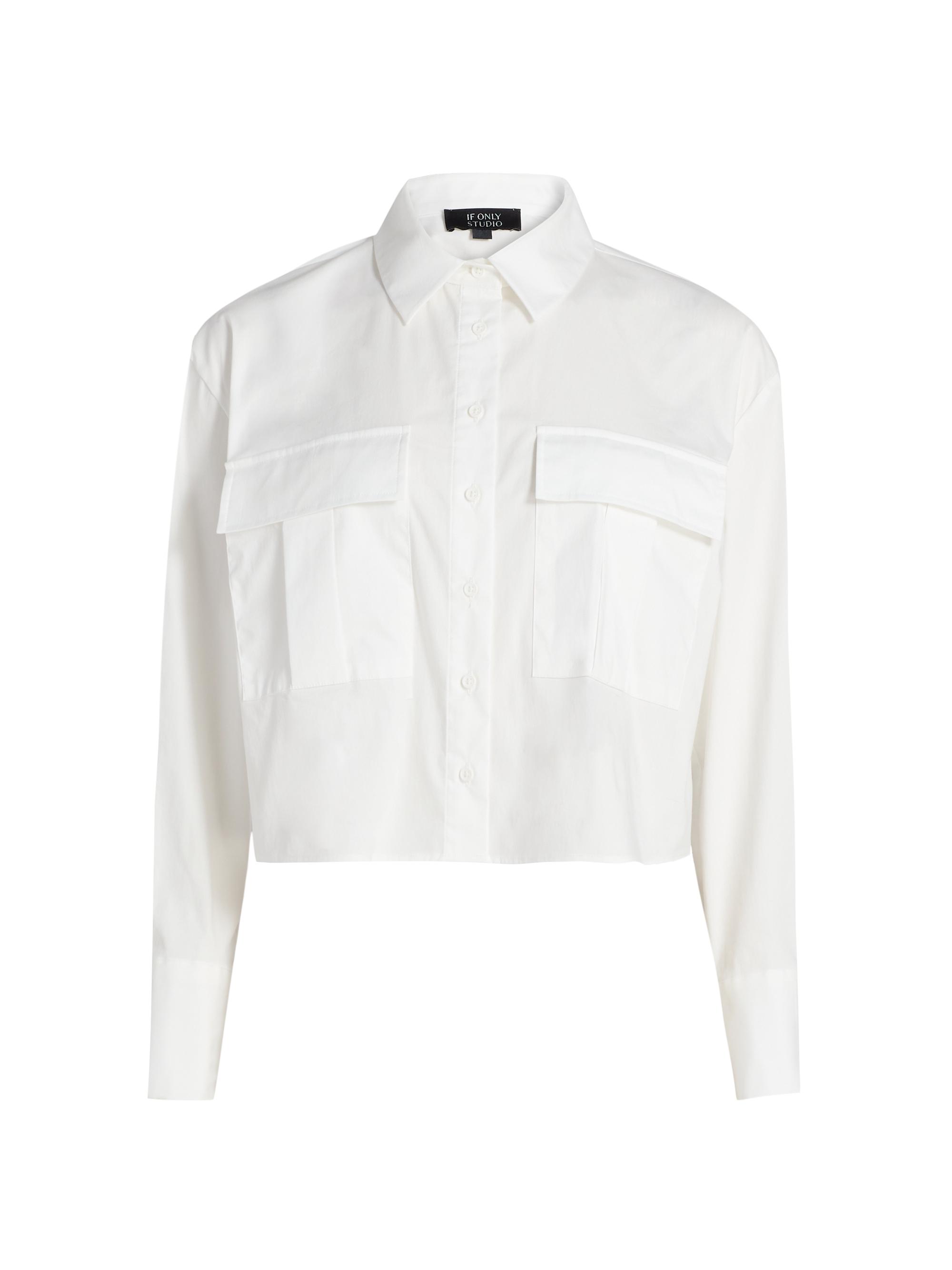 If Only Studio Women's Cropped Nylon Blouse - White