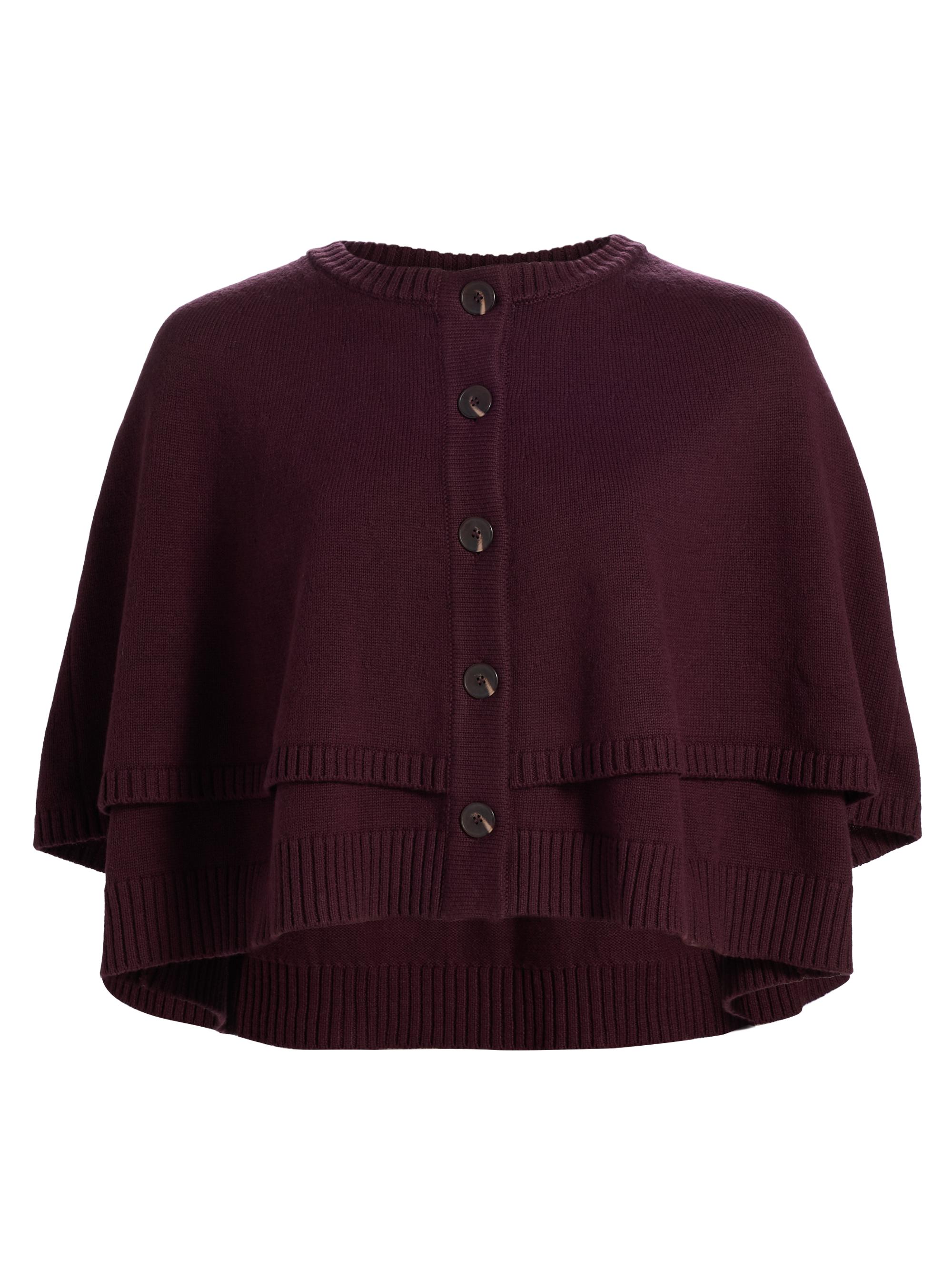 If Only Studio Women's Cotton-Wool Knit Cape Jacket - Burgundy