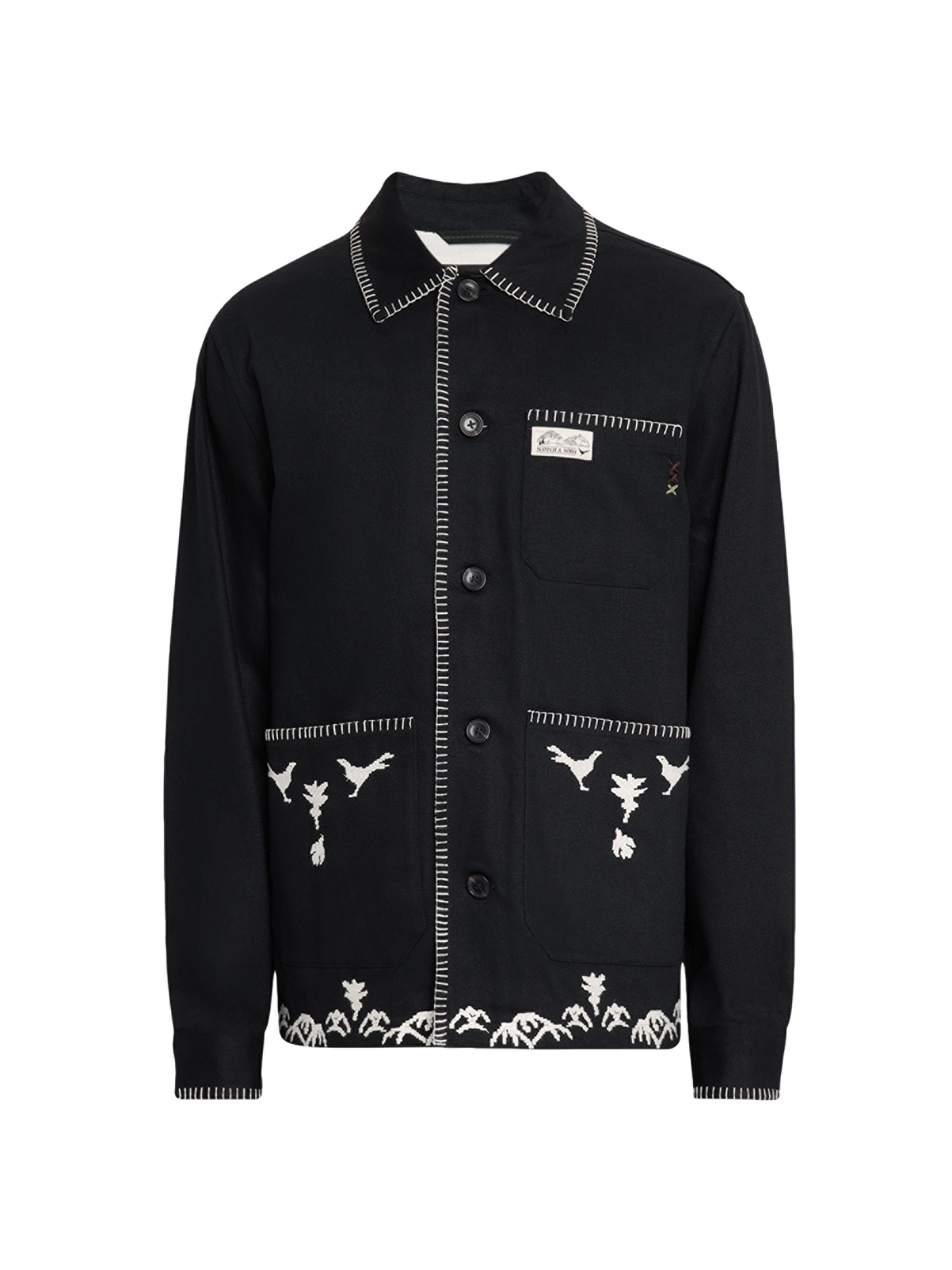 Scotch & Soda Men's Embroidered Workwear Jacket - Anthracite