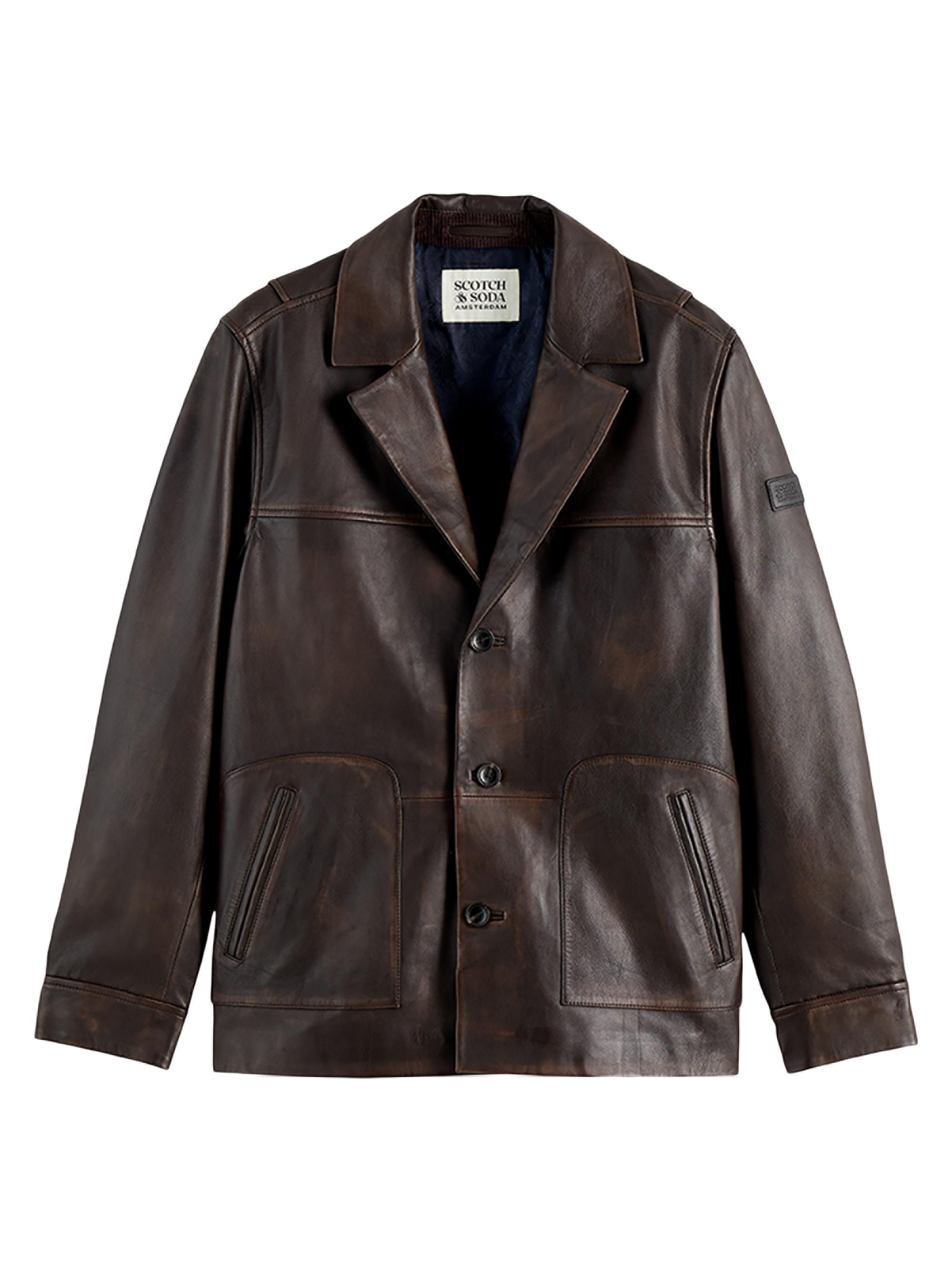 Scotch & Soda Men's Leather Vintage-Style Blazer - Demitasste