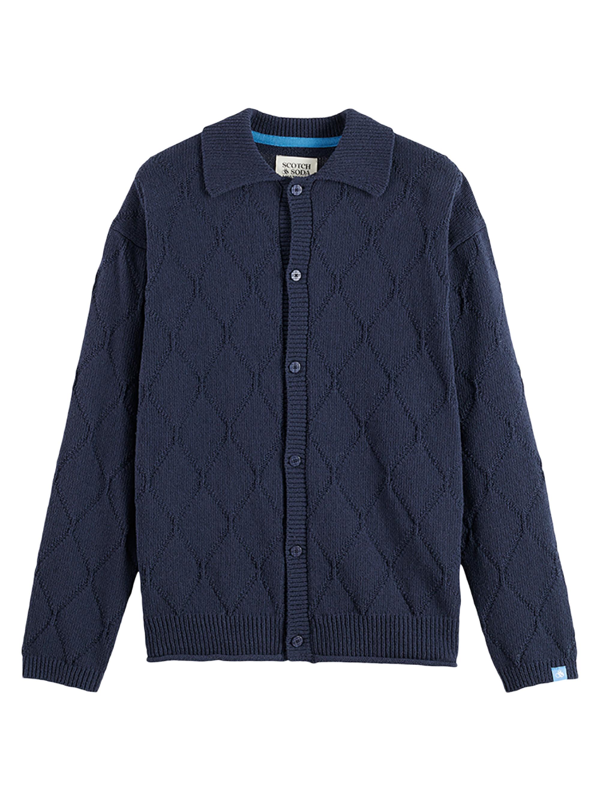 Scotch & Soda Men's Openwork Knit Button-Front Cardigan - Sky