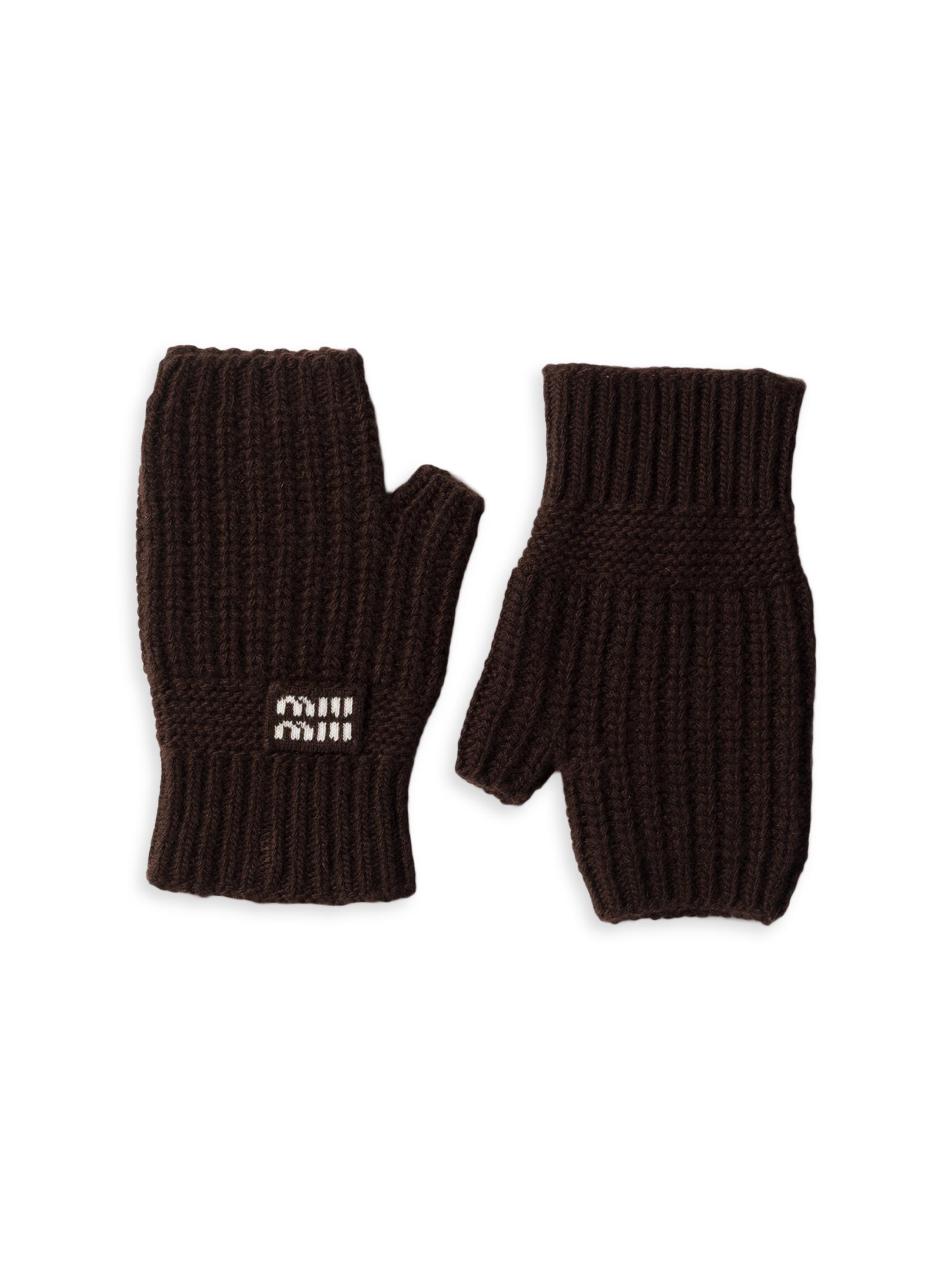 Miu Miu Women's Wool and Cashmere Gloves - Brown