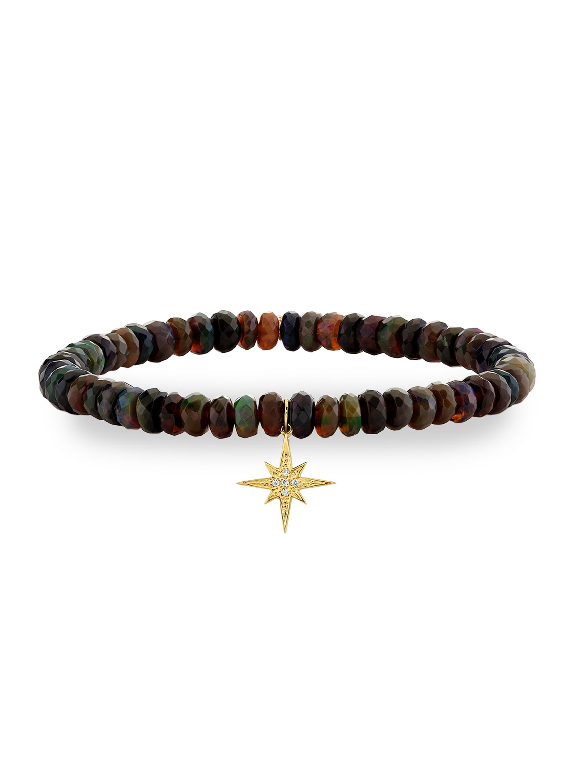 Sydney Evan Women's Sunset Observatory 14K Yellow Gold, Ethiopian Opal & 0.03 TCW Diamond Beaded Stretch Bracelet - Brown Gold