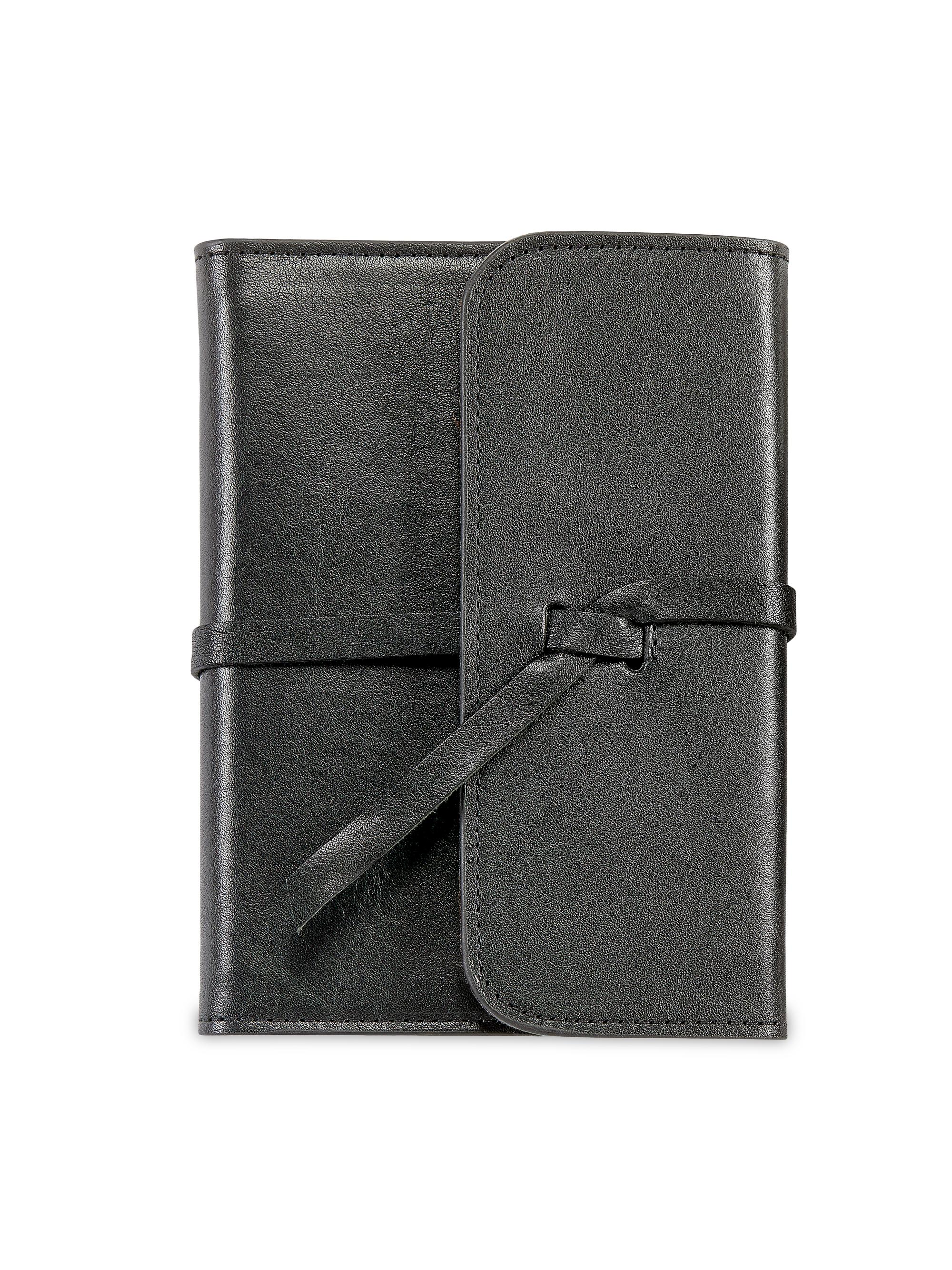 Graphic Image 7''Wrap Harness Leather Refillable Notebook - Onyx