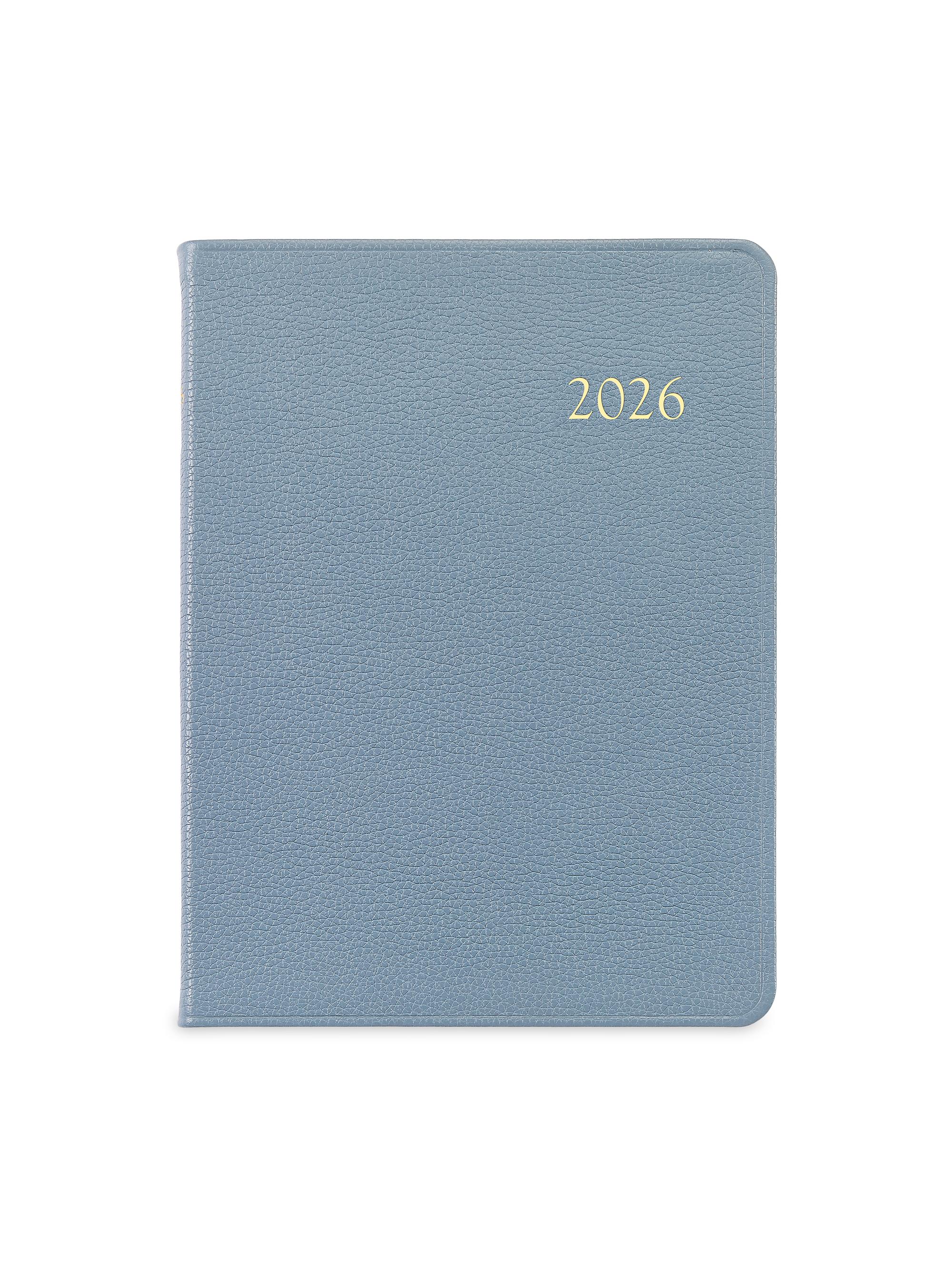 Graphic Image 2026 Pebble Leather Desk Diary - Robins Egg Blue