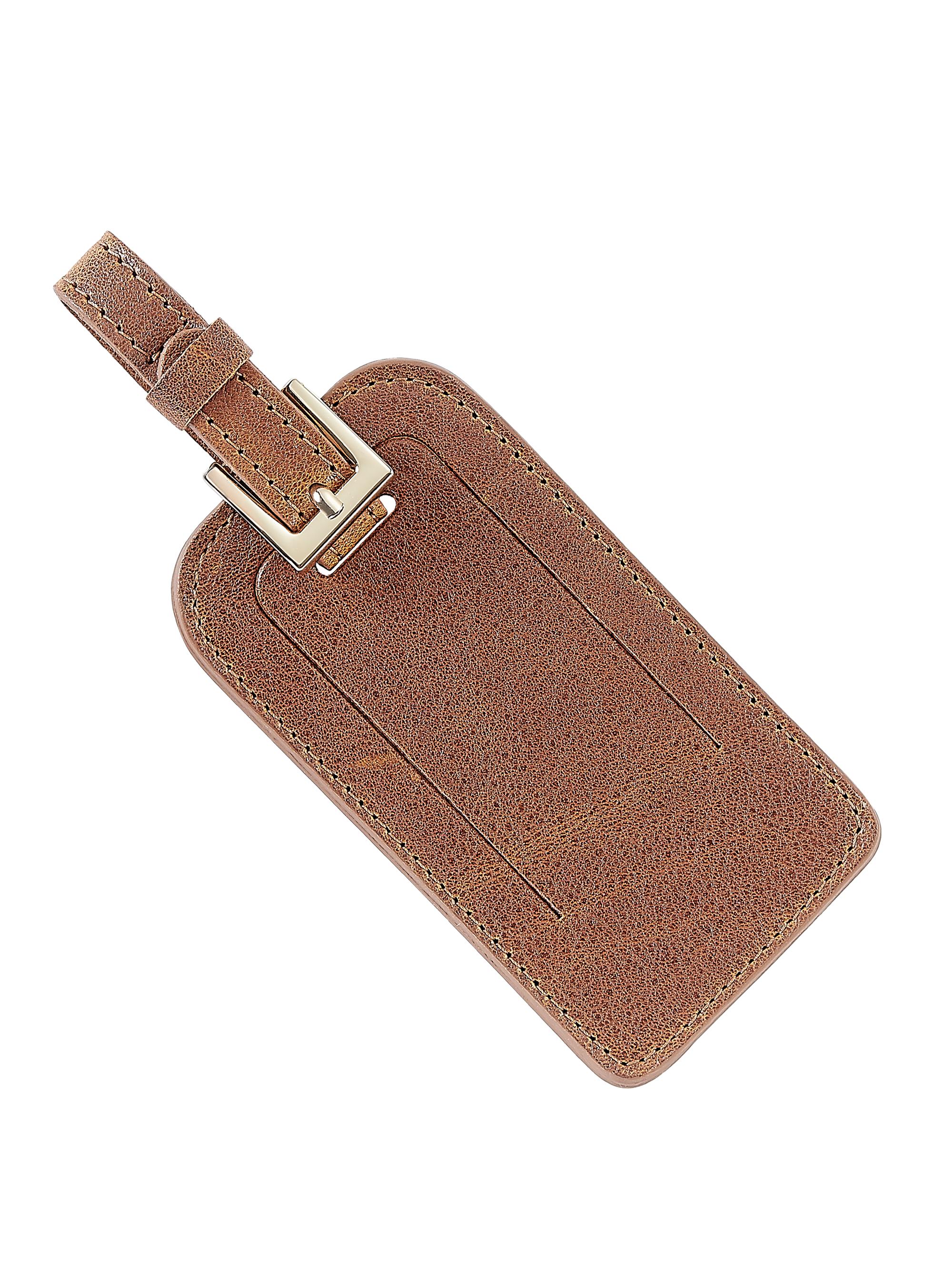 Graphic Image Harness Leather Luggage Tag - Cognac