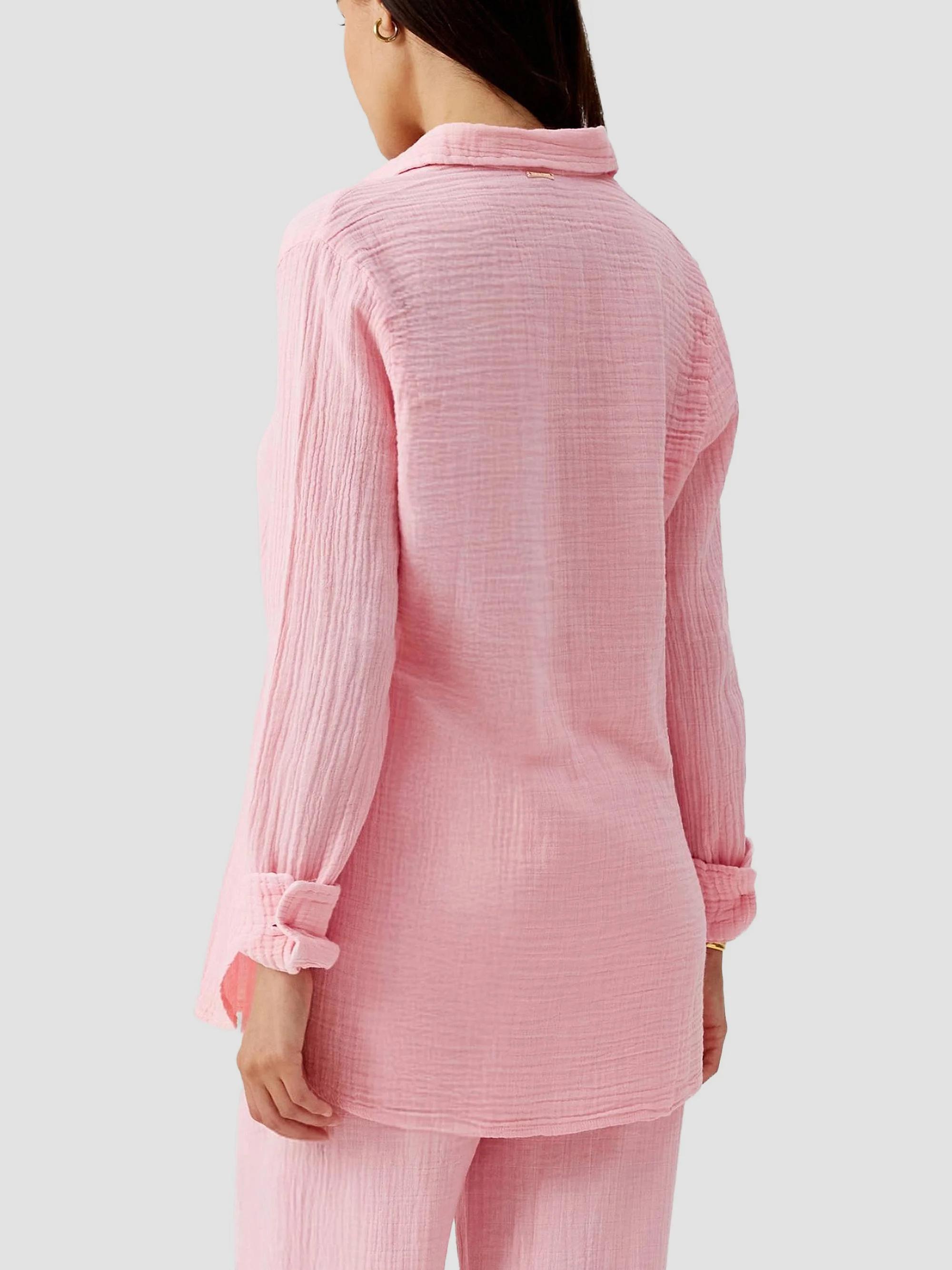 salsation★ Long shirt★ピンク★サイズL Melissa Odabash Leona Crinkled Cotton Button-Down Shirt | Saks