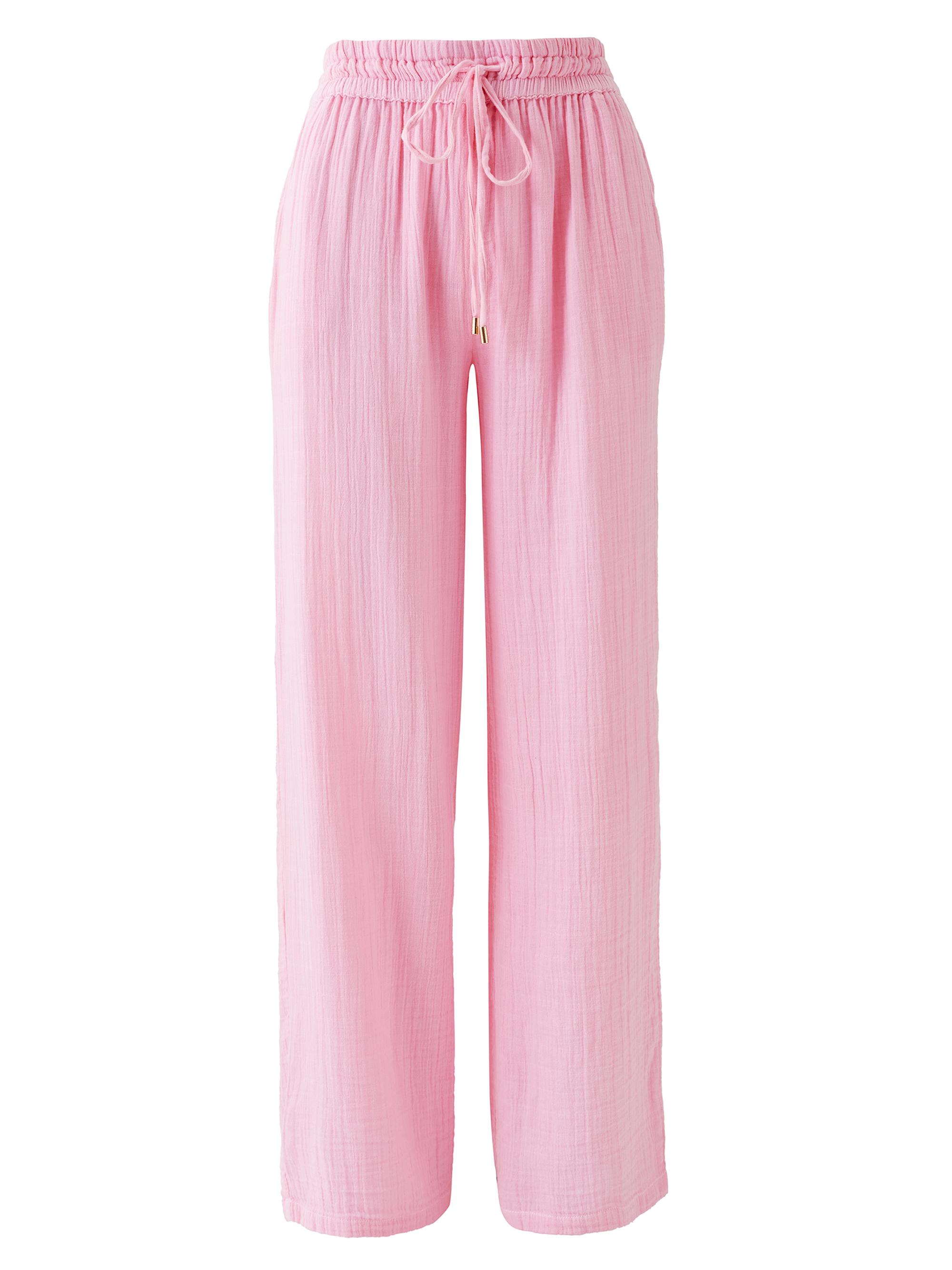 Melissa Odabash Women's Krissy Crinkle Cotton Wide-Leg Pants - Rose