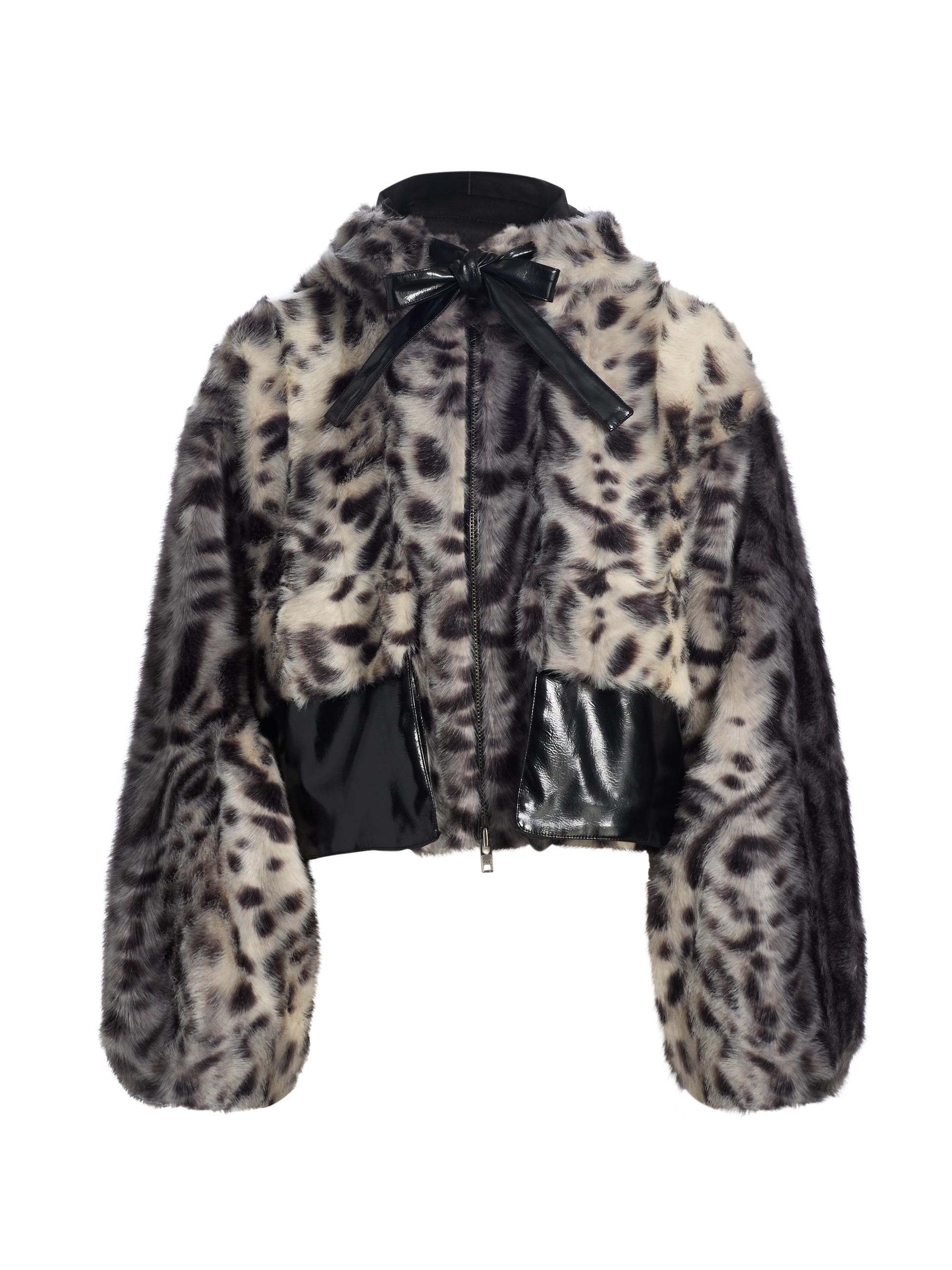 Aknvas Women's Hesse Leopard-Print Faux-Fur Jacket - Leopard Black And White