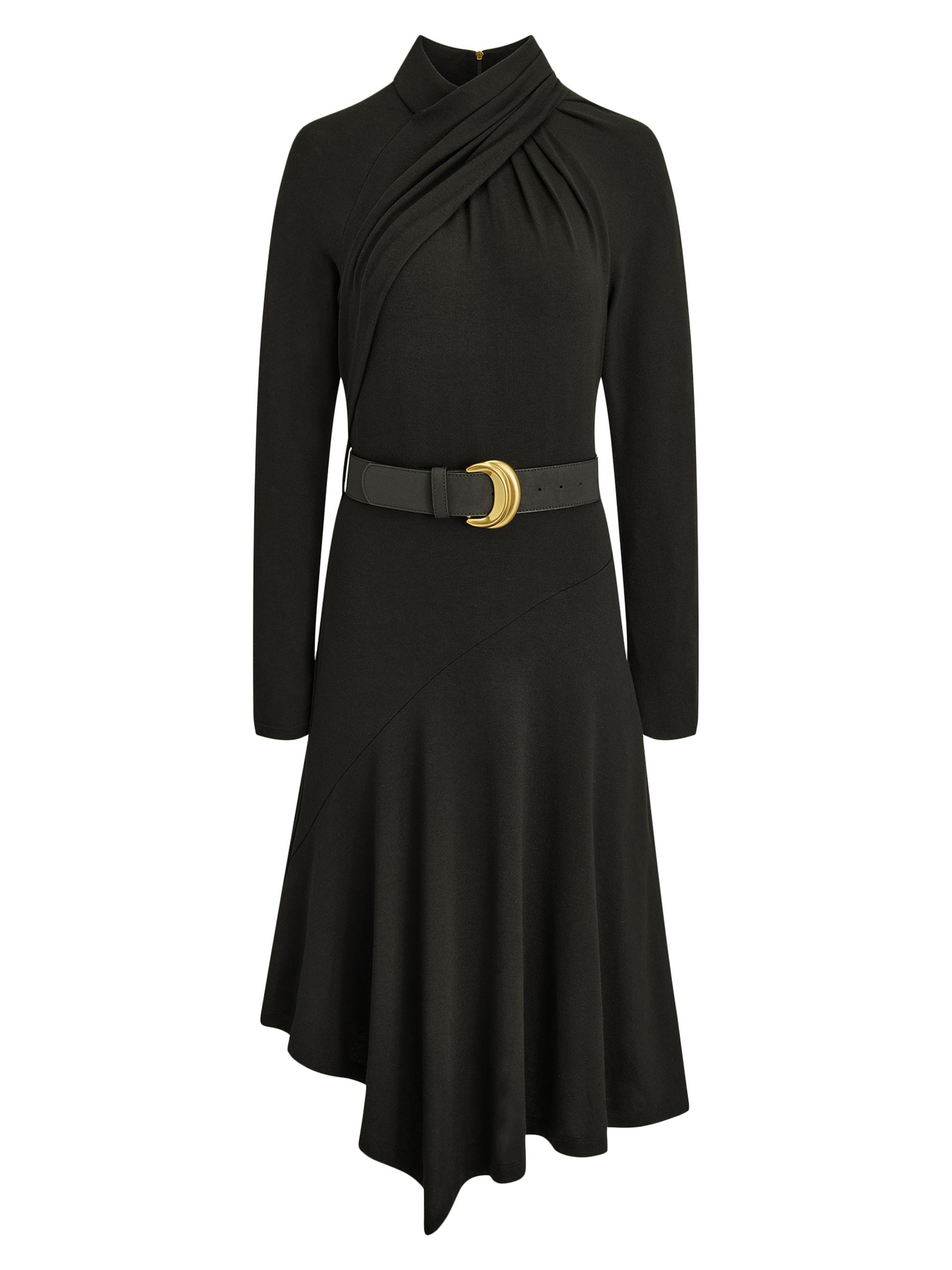 Donna Karan New York Women's Crossover Belted Long-Sleeve Midi-Dress - Black