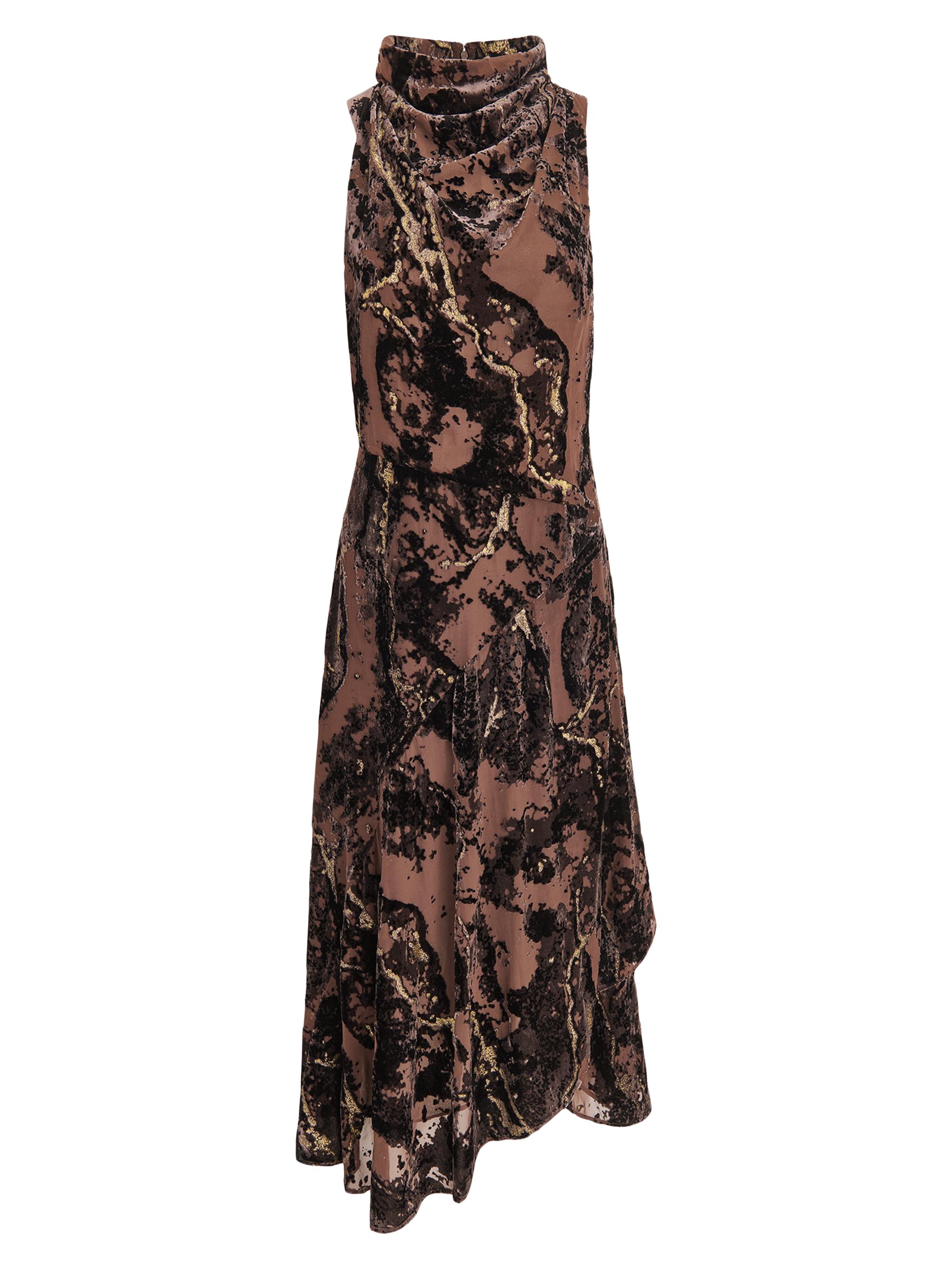 Donna Karan New York Women's Burnout Floral Velevet Midi-Dress - Chocolate Plum