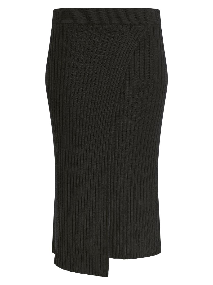 Donna Karan Women's Wool Rib-knit Wrap Midi-skirt In Black