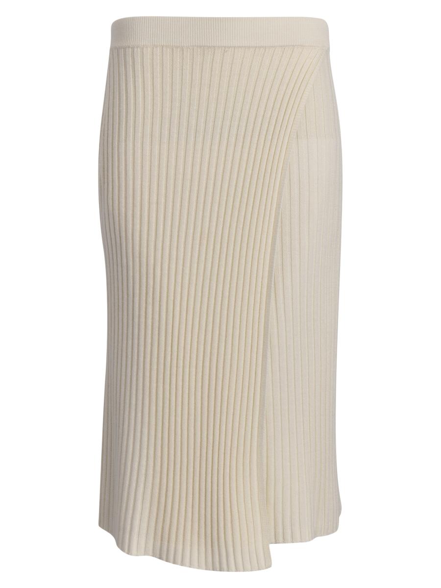 Donna Karan Women's Wool Rib-knit Wrap Midi-skirt In White