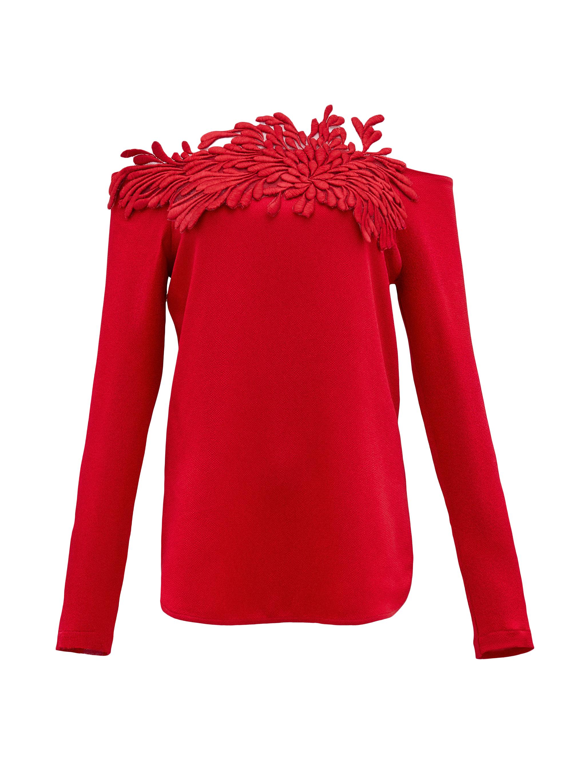 Silvia Tcherassi Women's Belinda Floral Appliqué Blouse - Rouge