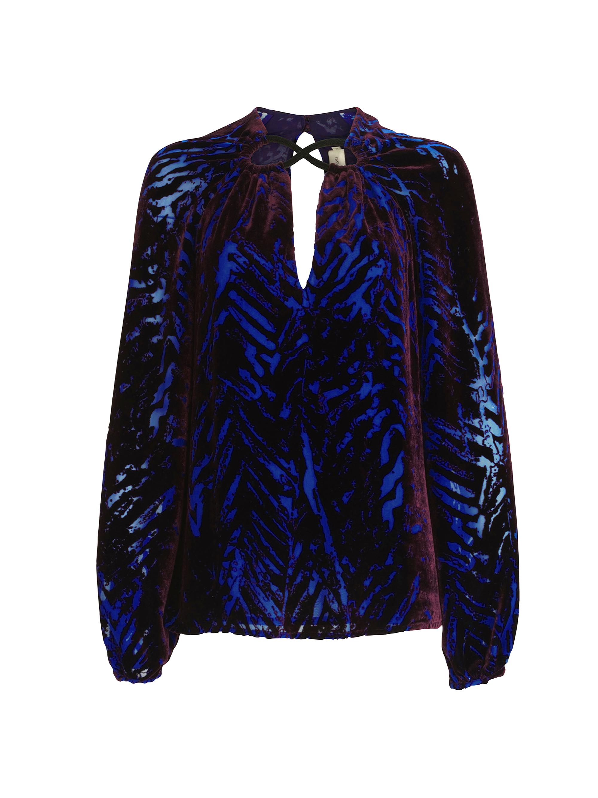 Silvia Tcherassi Women's Ximena Animal-Pattern Velvet Blouse - Eggplant Velvet