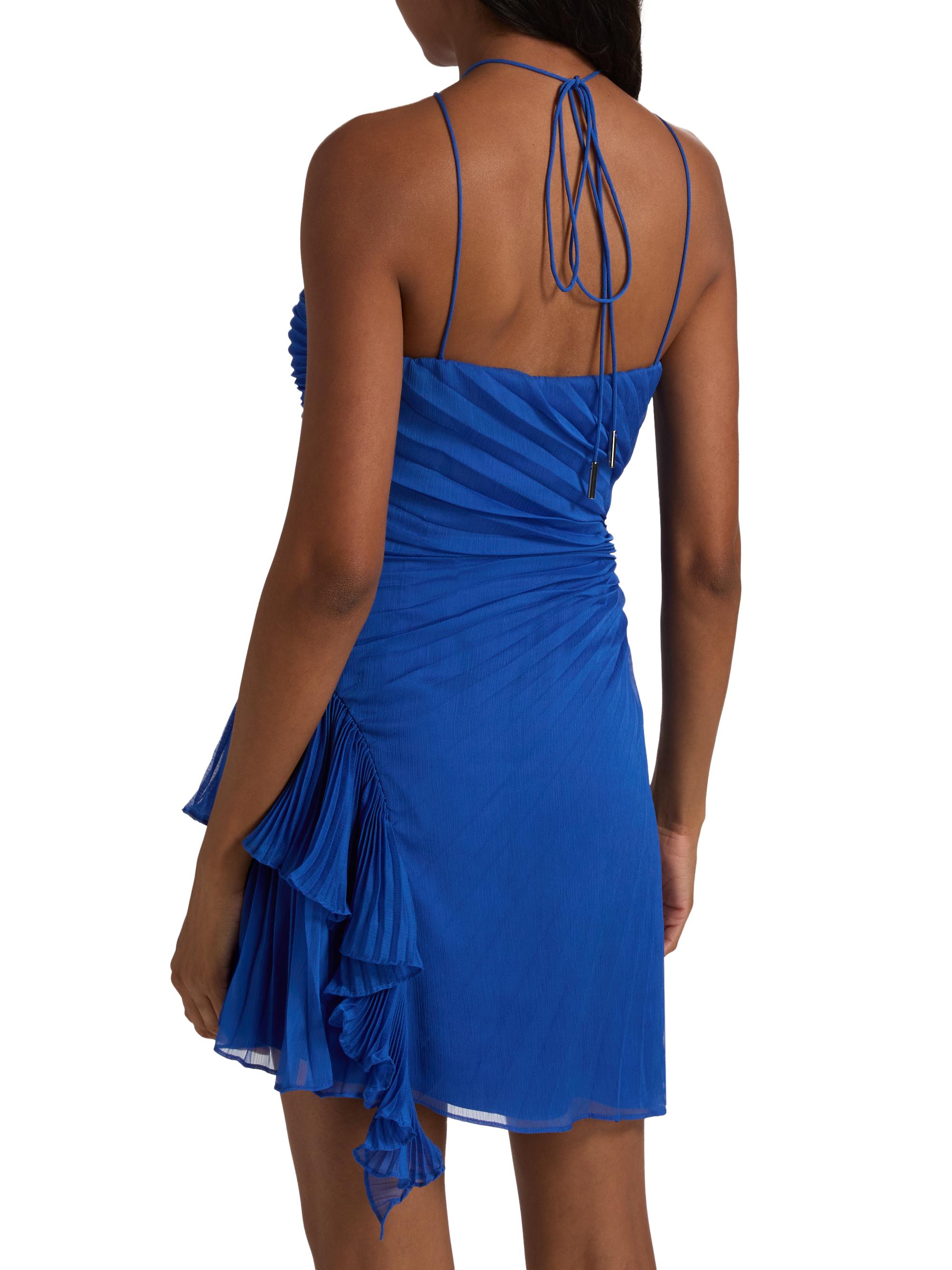Amur Velora Asymmetric Ruffled Halterneck Minidress | Saks Fifth Avenue