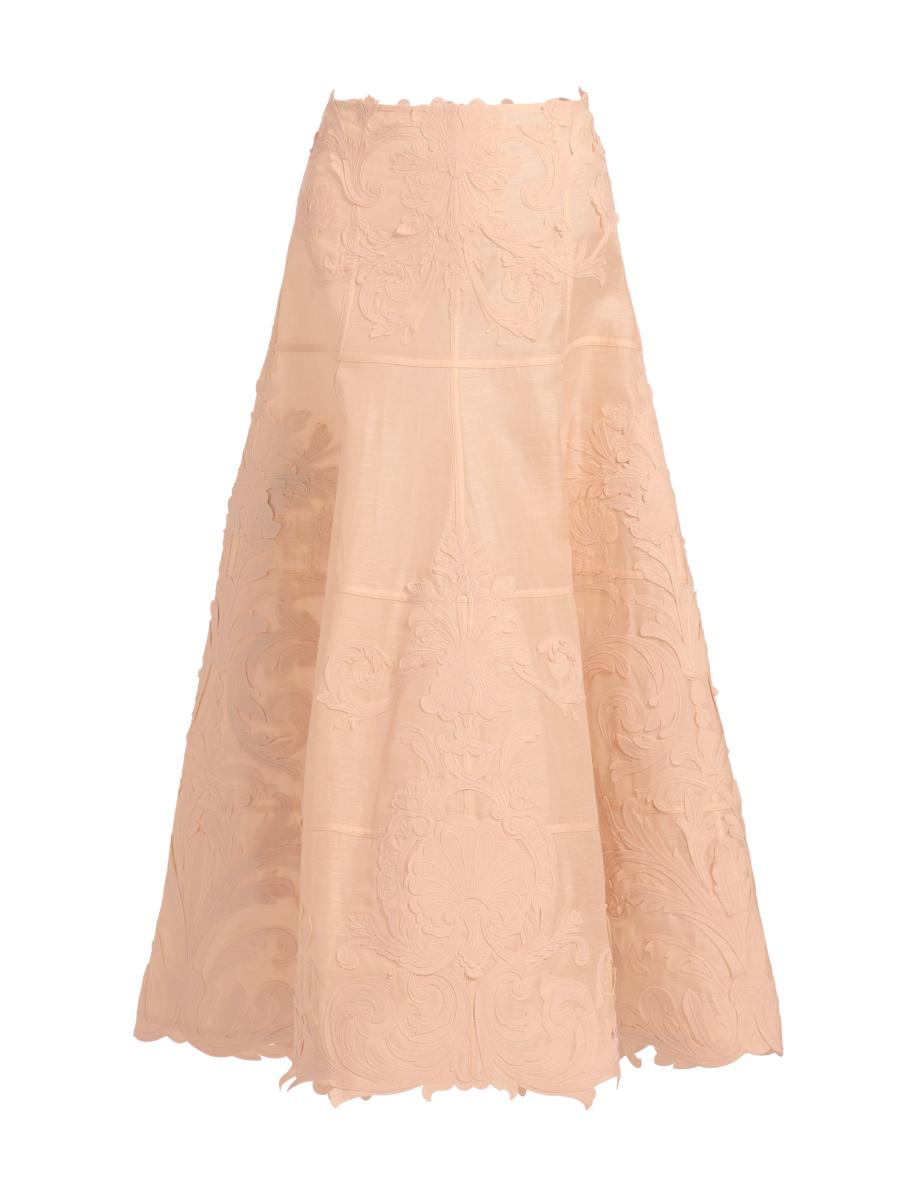 Zimmermann Women's Rebellion Filigree Linen-silk Midi-skirt In Orange