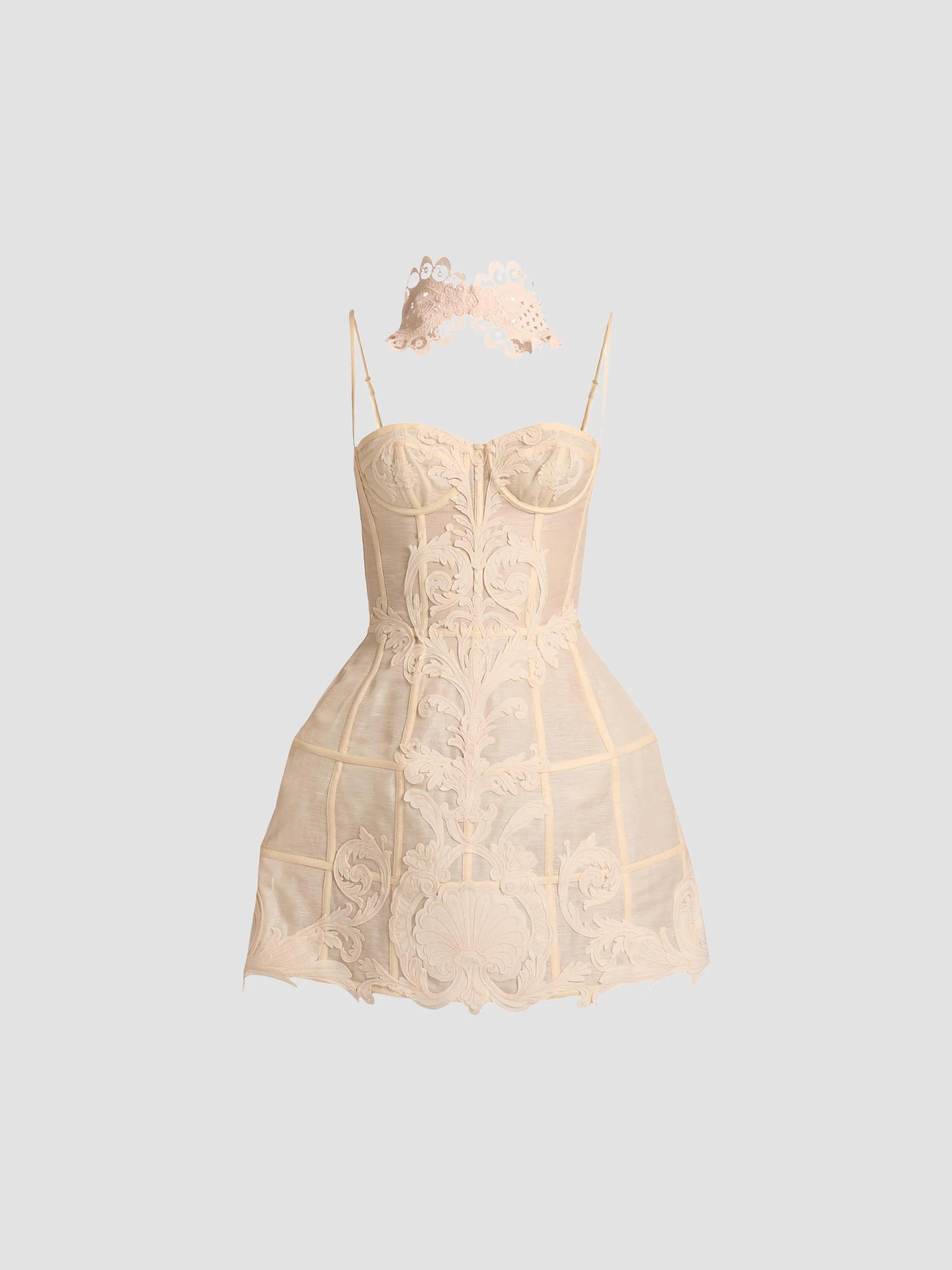 Zimmermann Rebellion Filigree Linen-Silk Corset Minidress | Saks