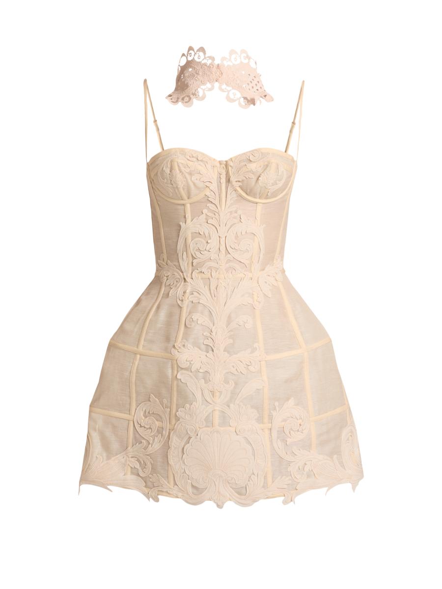 Zimmermann Women's Rebellion Filigree Linen-silk Corset Minidress In White