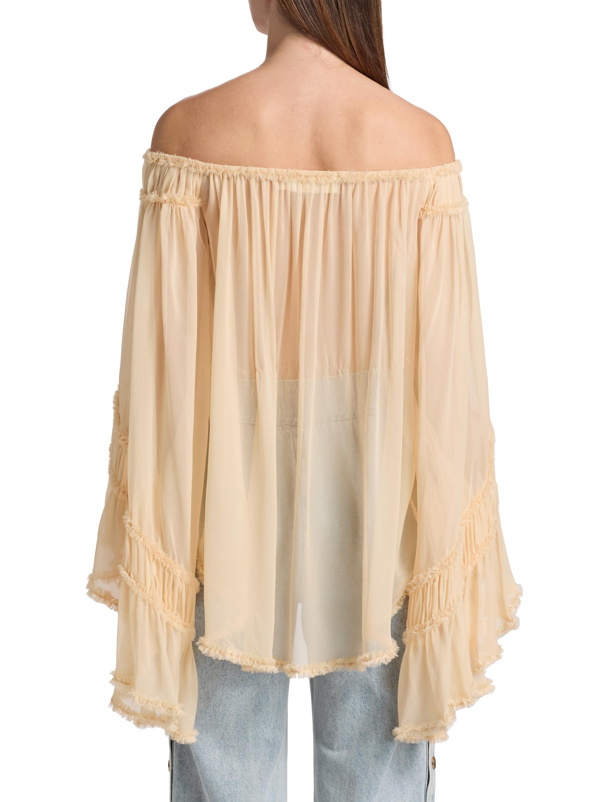 Zimmermann Rebellion Off-The-Shoulder Frayed Silk Blouse | Saks