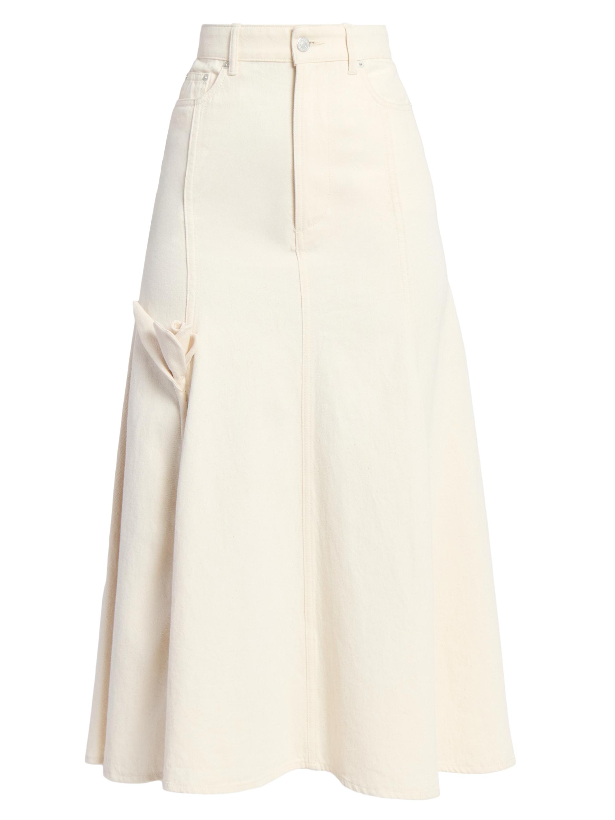 Erdem Women's Fluted Denim Midi-Skirt - Ecru