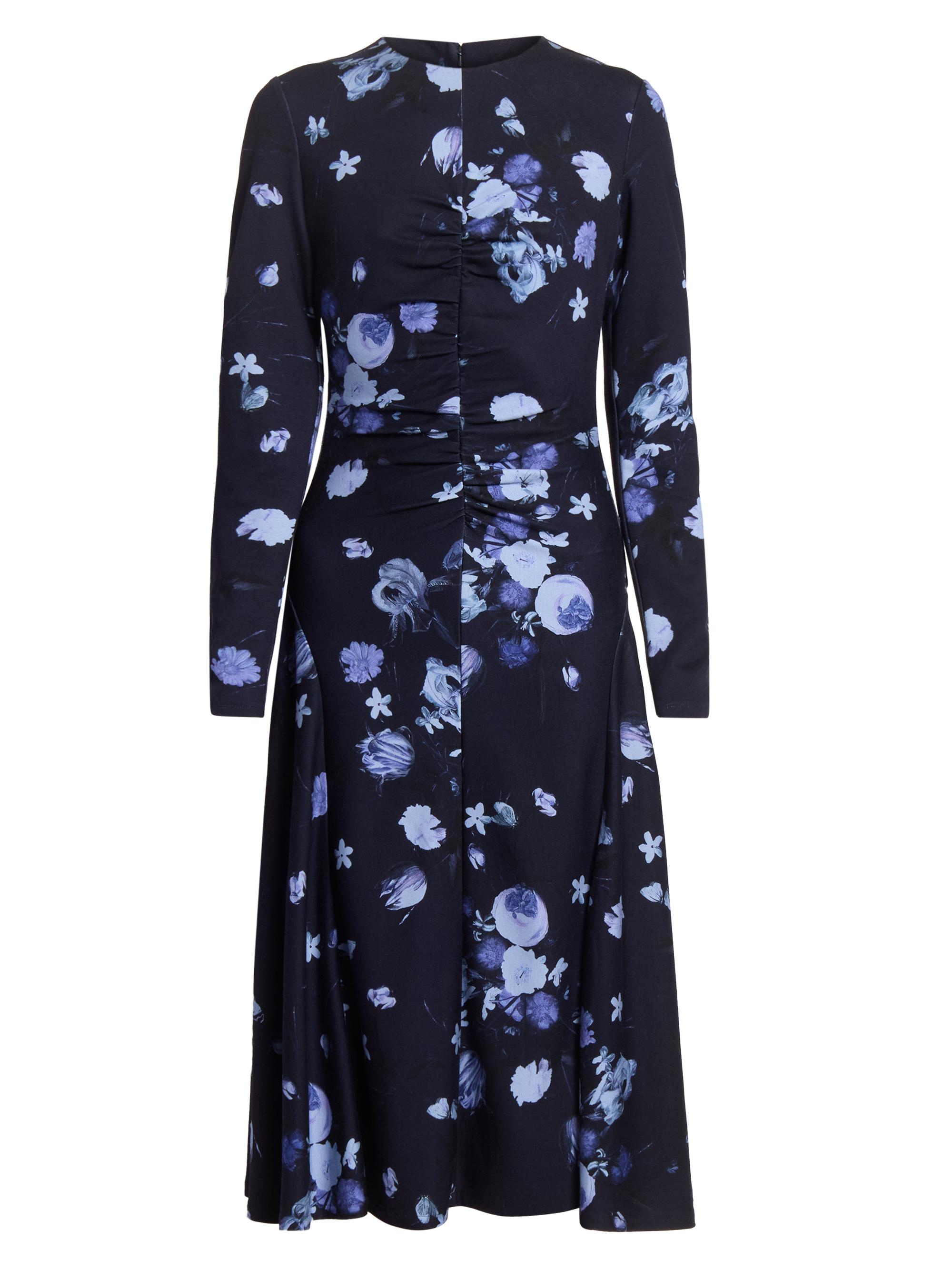 Erdem Women's Floral Gathered Midi-Dress - Dutch Flower Painting Midnight