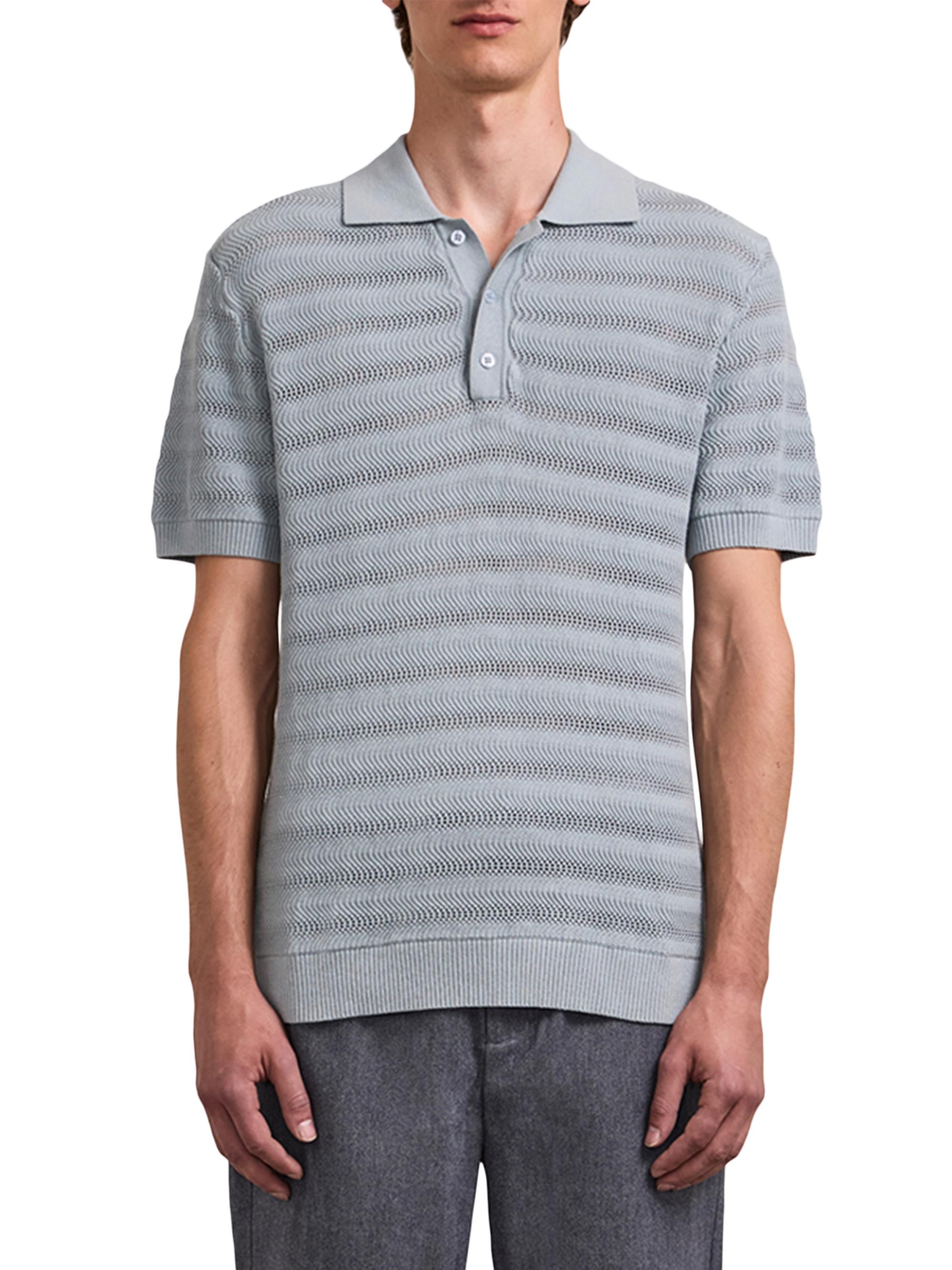 Frescobol Carioca Men's Vidal Cotton Jacquard Polo Shirt - Coastal Blue